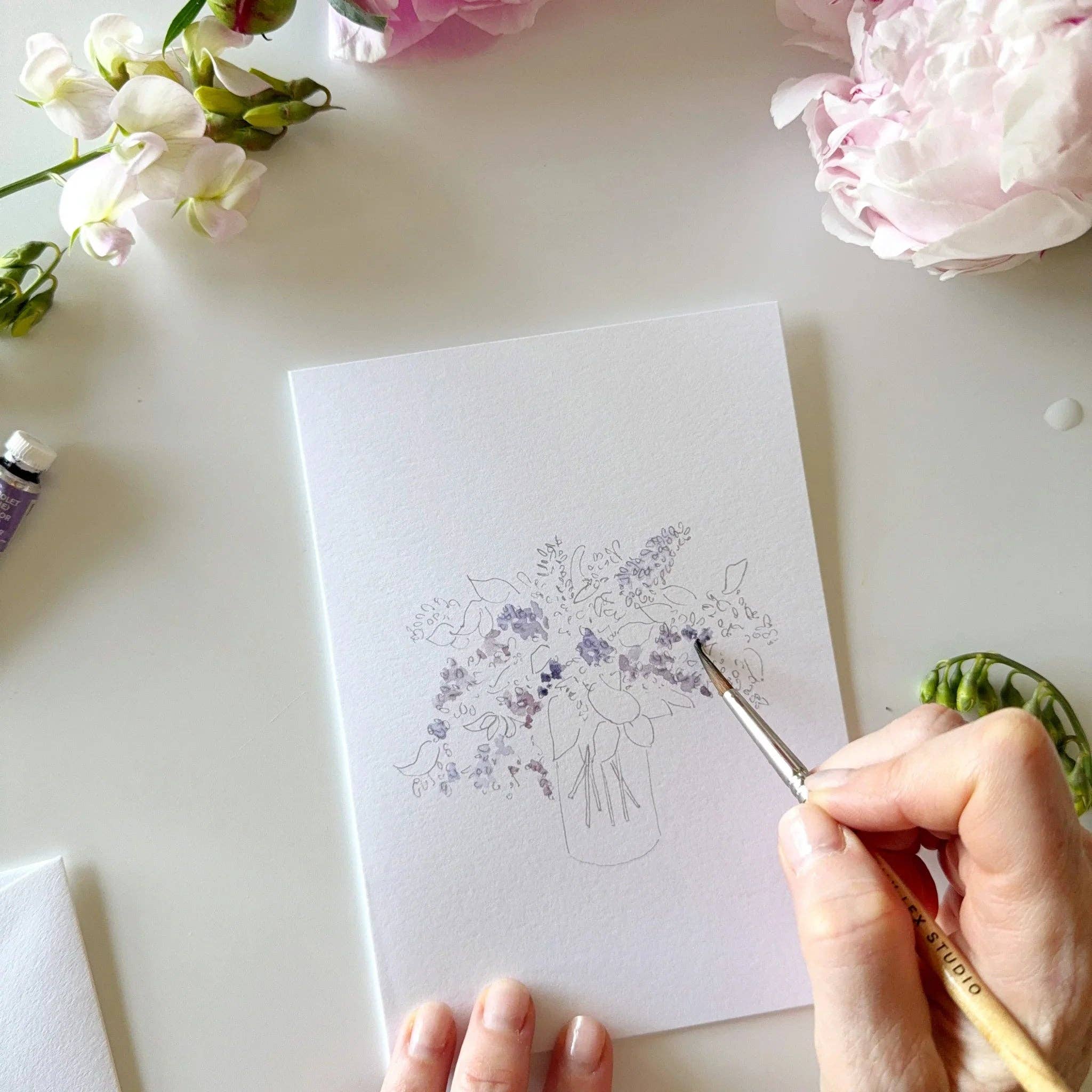 Bouquets Paintable Watercolor Notecard Set by emily lex studio