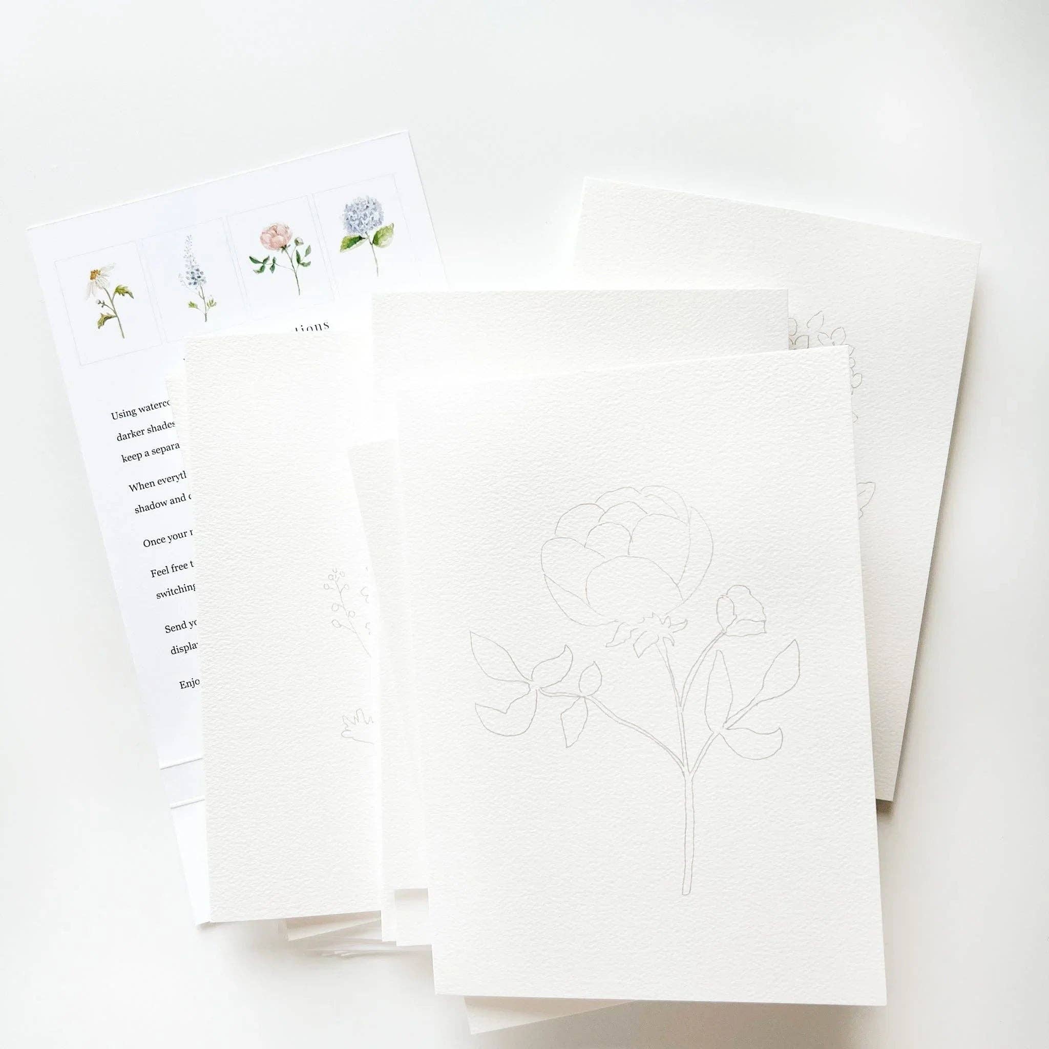 Garden Flowers Paintable Watercolor Notecard Set by emily lex studio