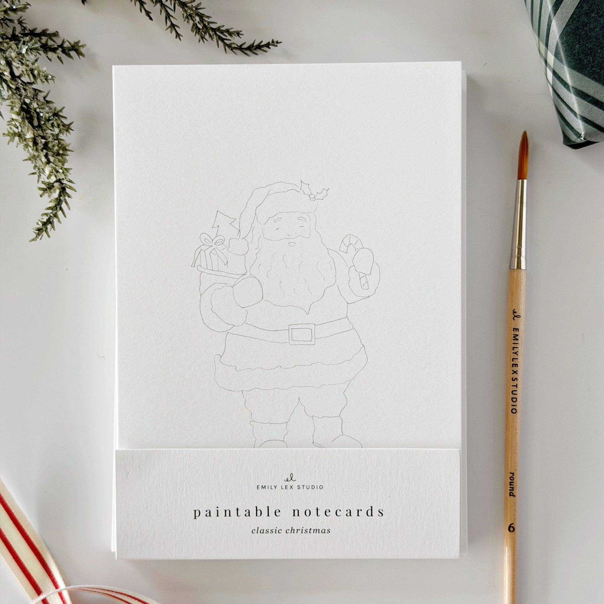 Classic Christmas Paintable Notecard Set by emily lex studio