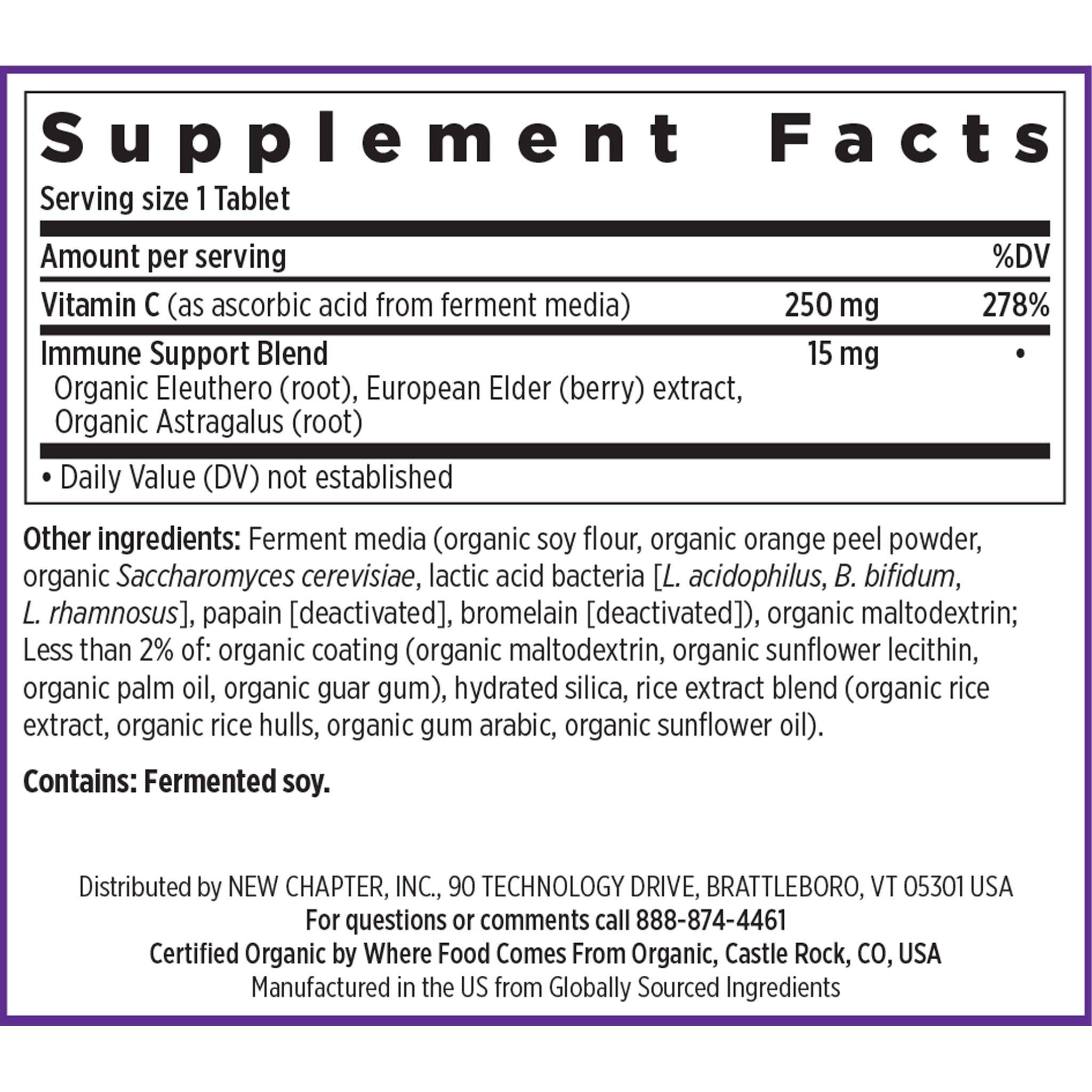 Fermented Vitamin C Supplement, 30 Vegan Tablets by New Chapter