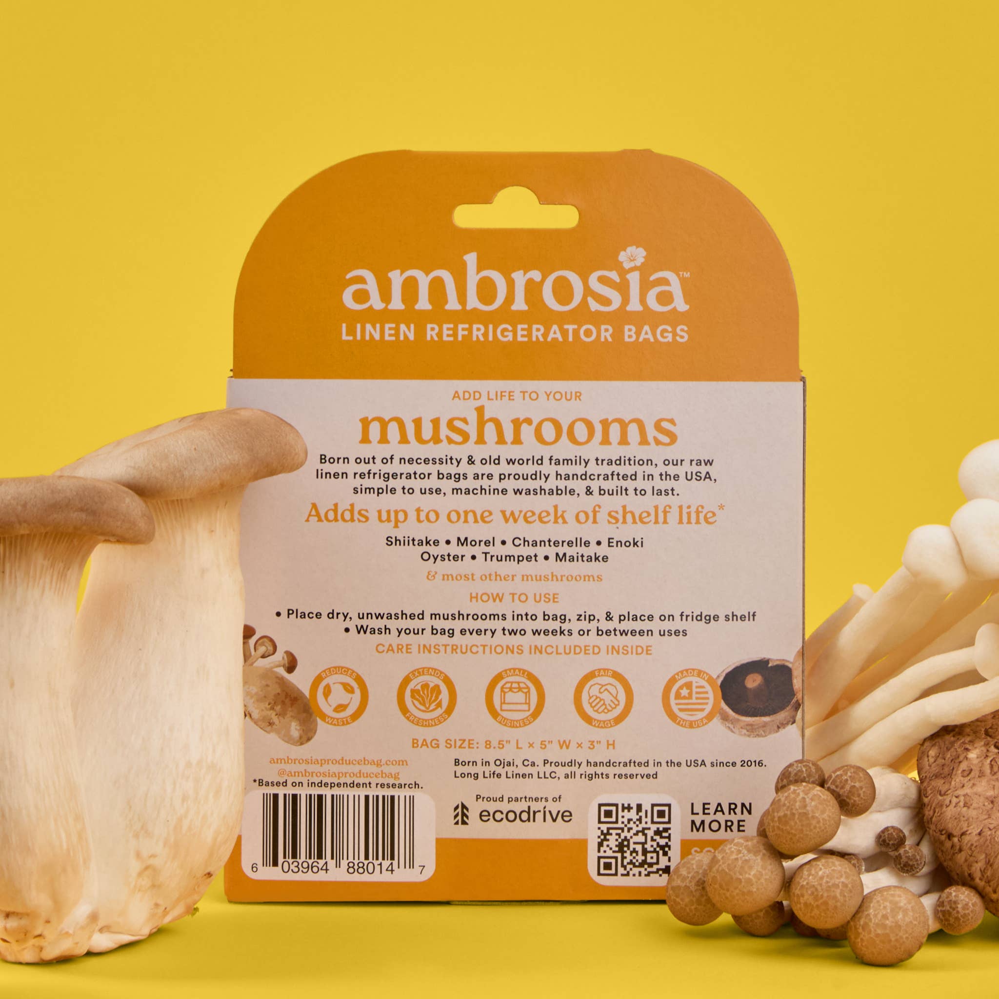Reusable Mushroom Linen Bag by Ambrosia Bag
