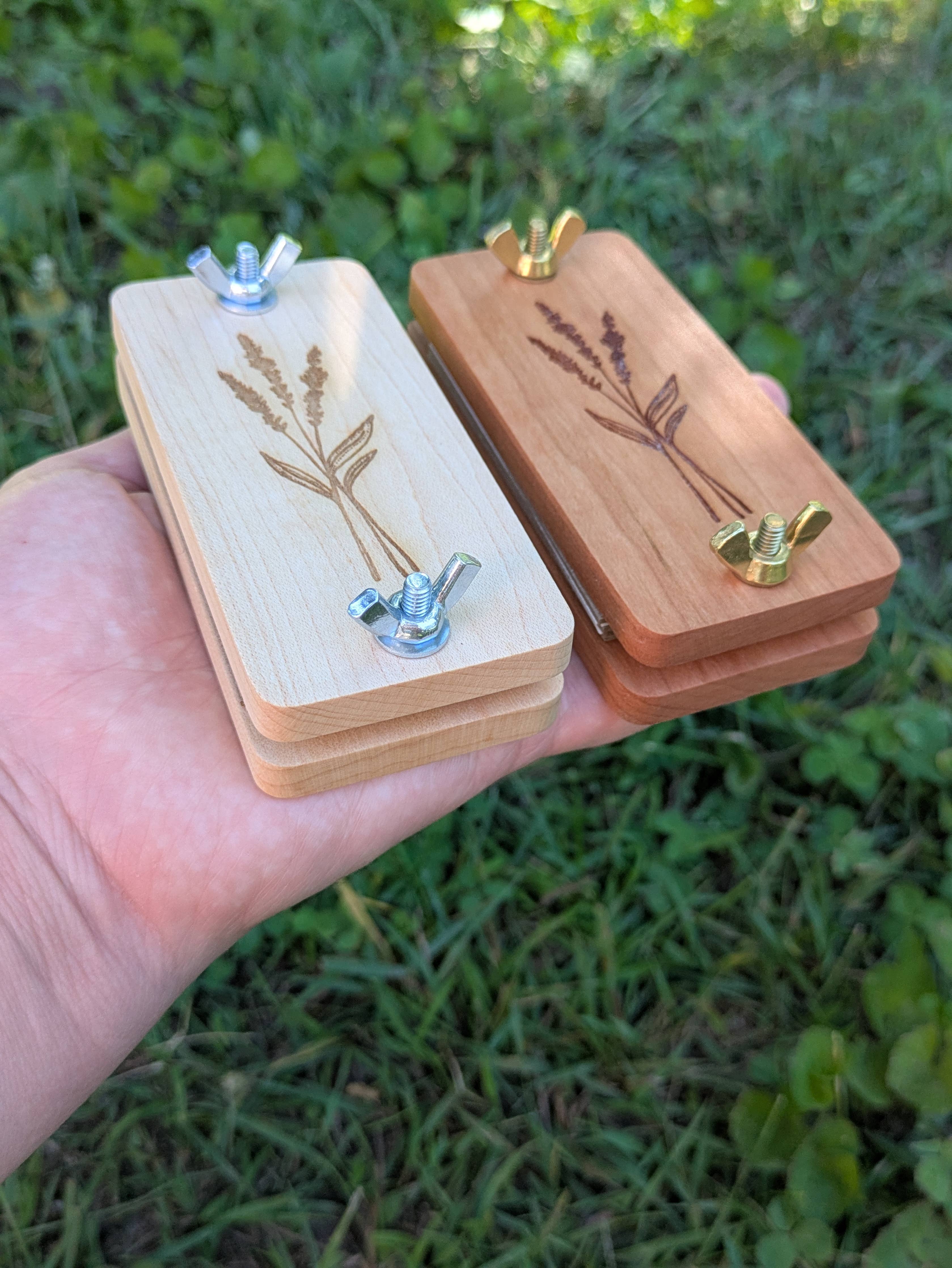 Pocket-Sized Flower Press with Lavender Design