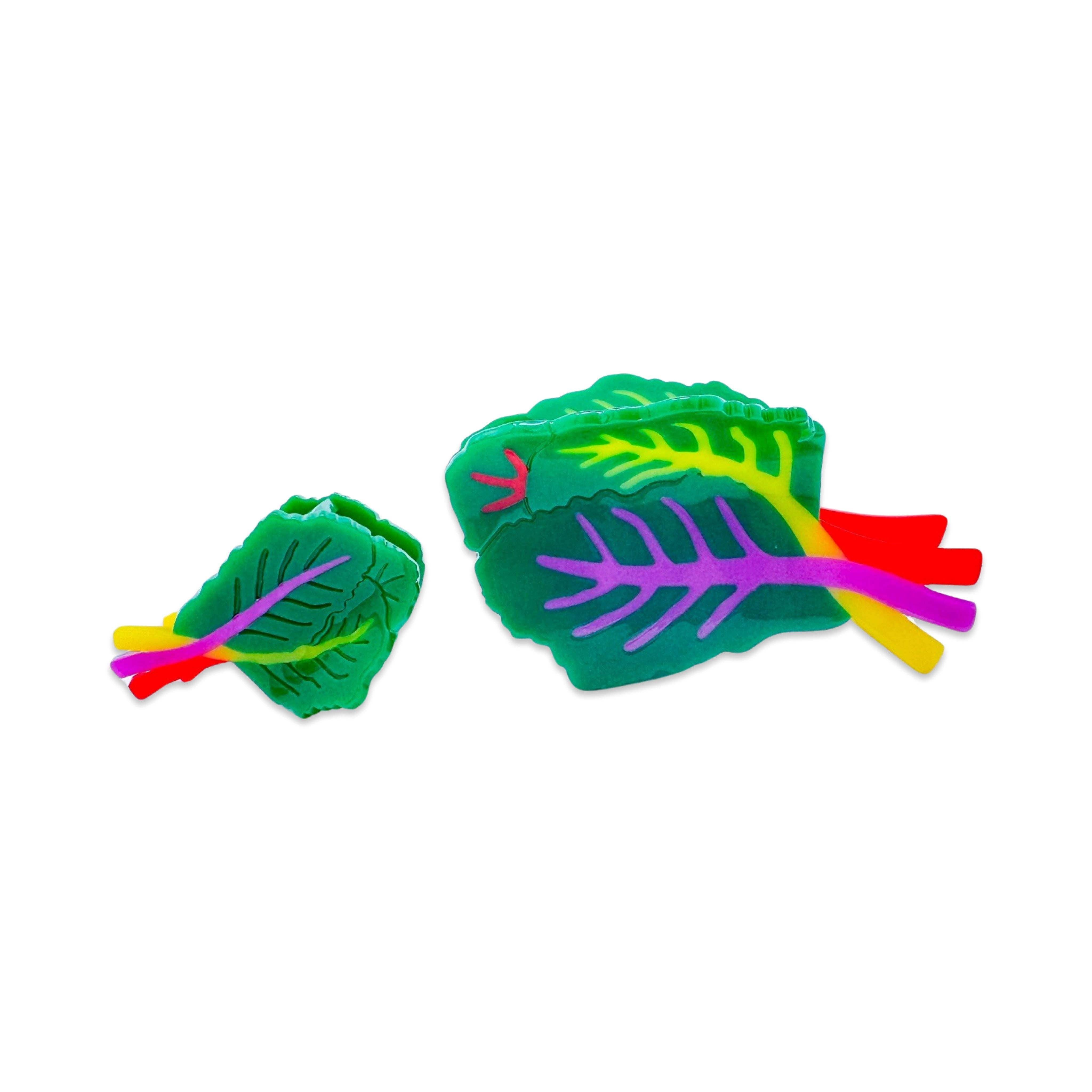 Mini Rainbow Chard Hair Claw Clip by Jenny Lemons