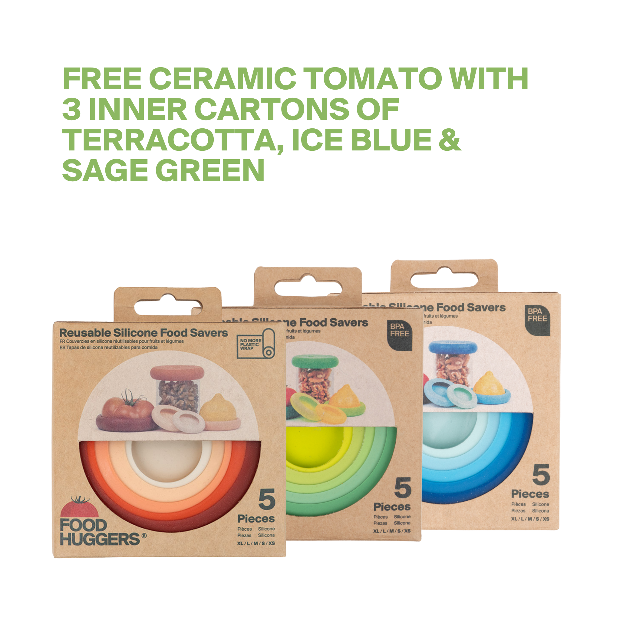 Reusable Silicone Food Savers - Terra Cotta (Set of 5) by Food Huggers
