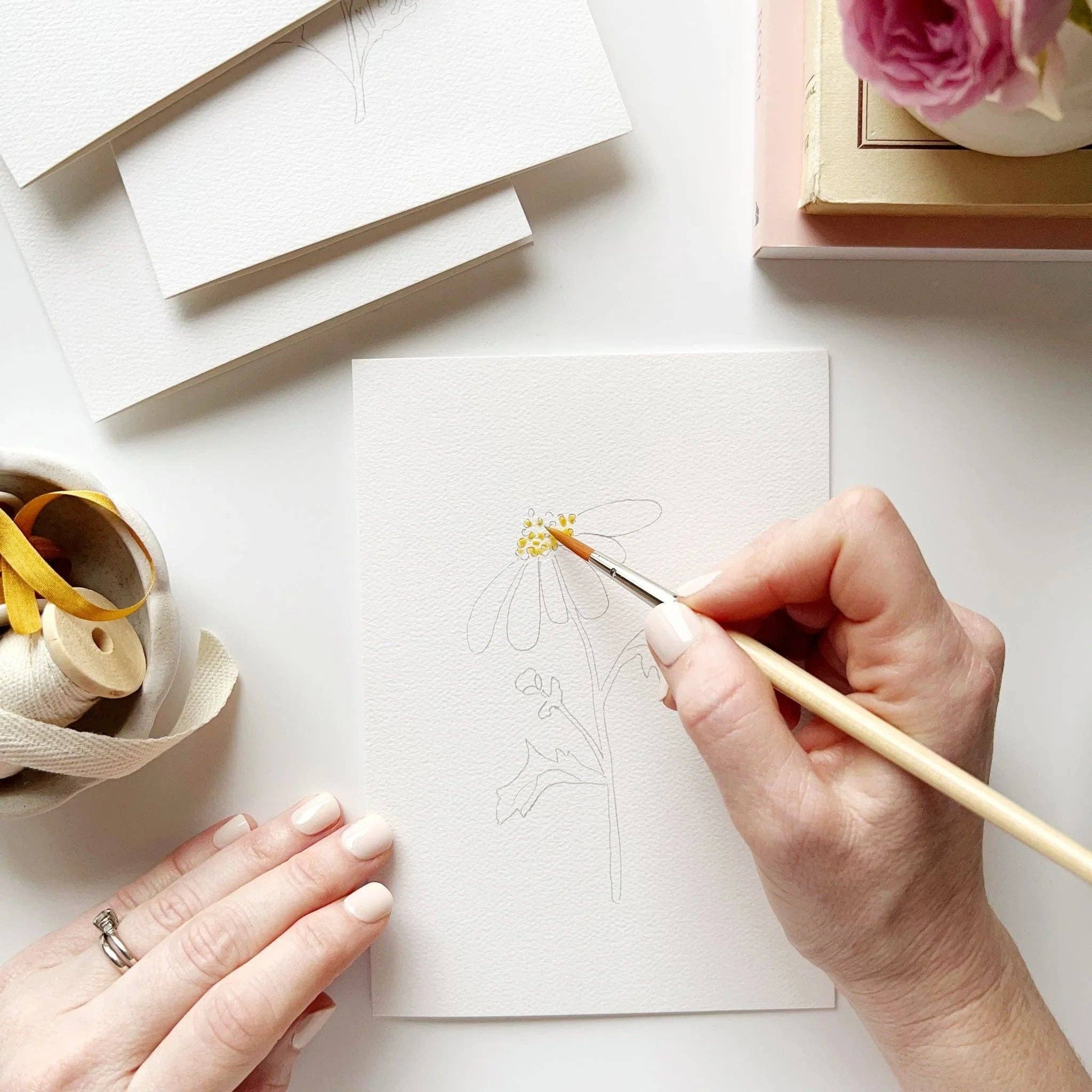 Garden Flowers Paintable Watercolor Notecard Set by emily lex studio