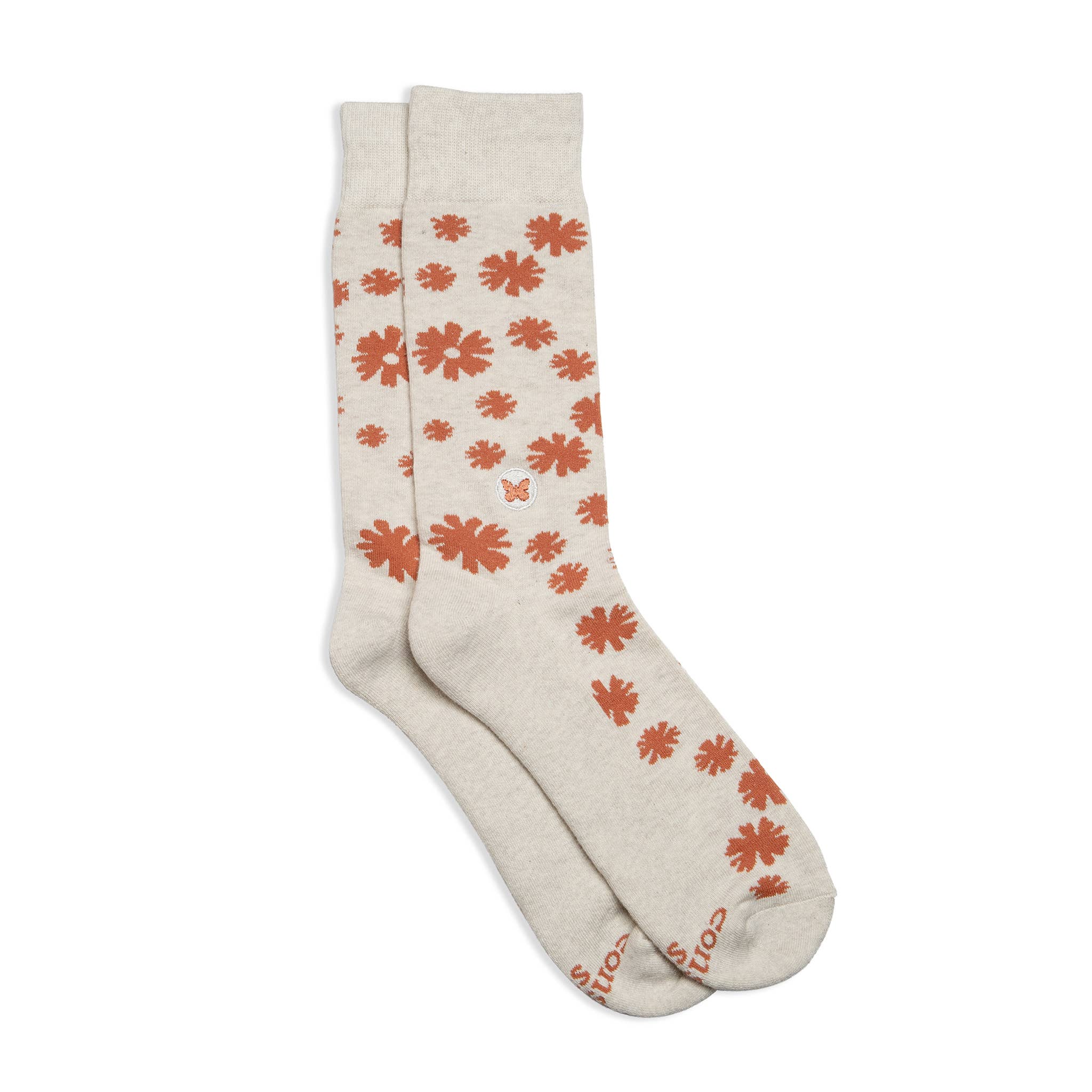 Socks that Stop Violence Against Women (Orange Flowers) by Conscious Step