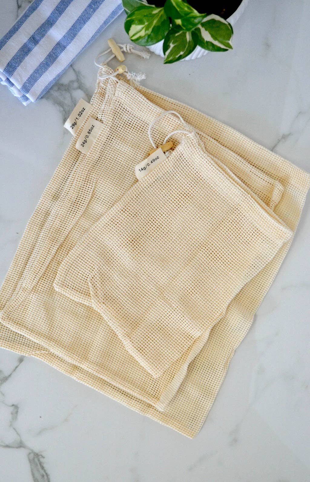 Organic Cotton Mesh Produce Bags - 3 Pack by Me Mother Earth