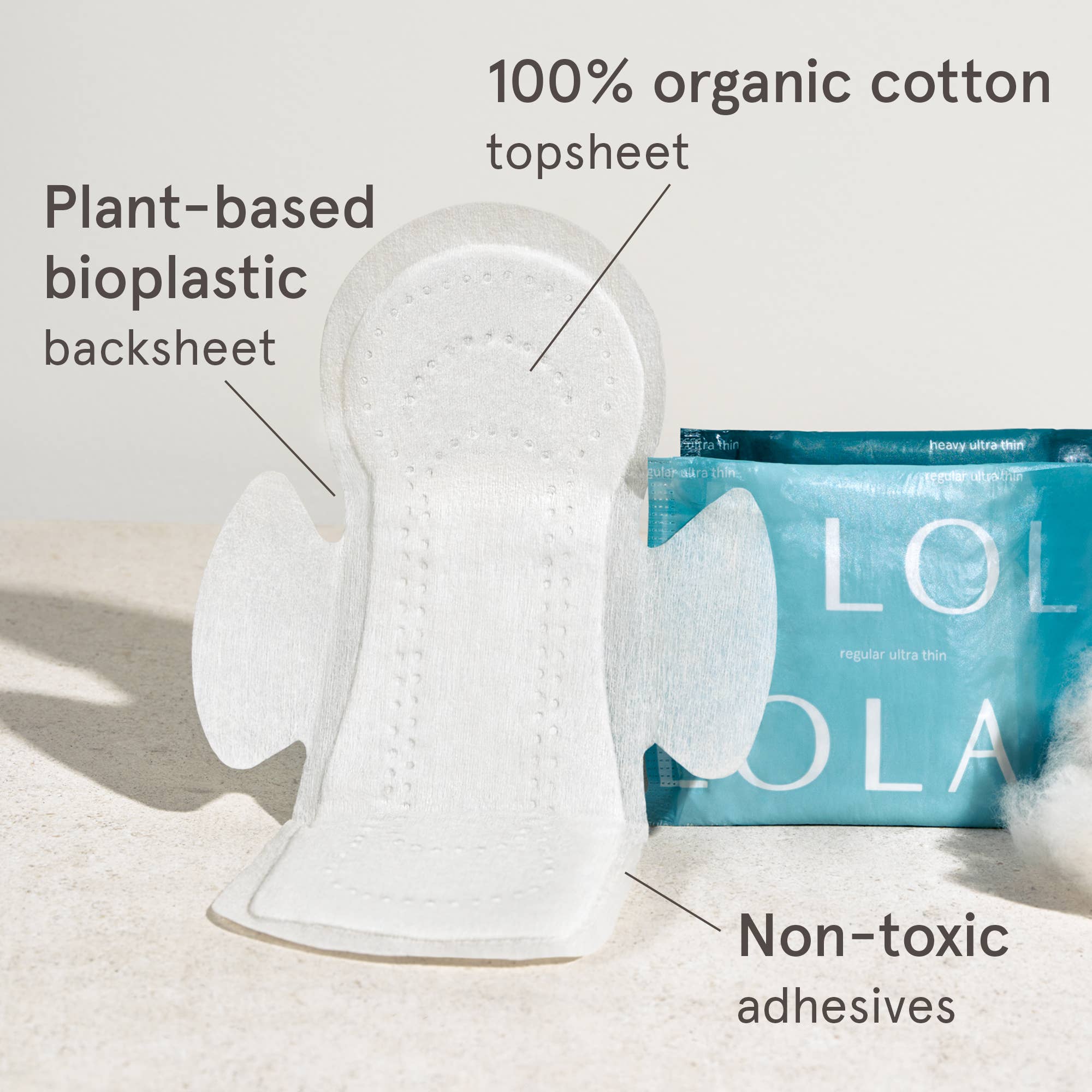 Heavy Organic Cotton Ultra Thin Pads w/ Wings, 20 ct by LOLA