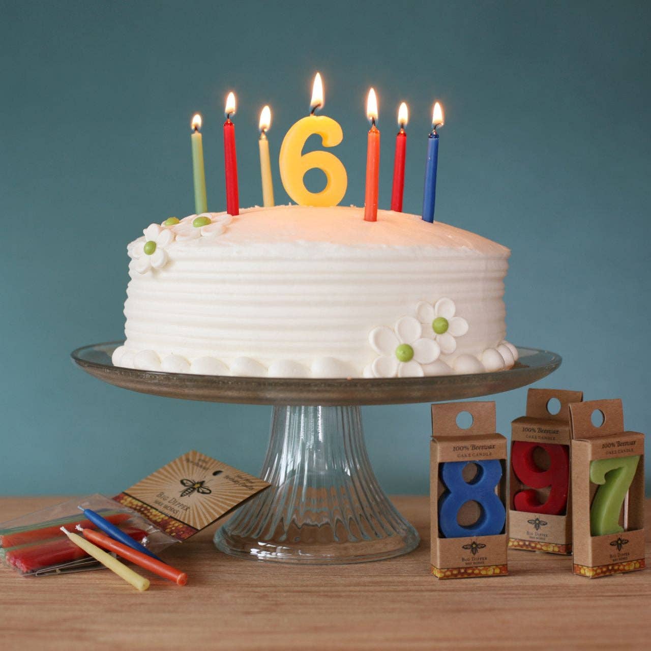 Pure Beeswax Birthday Cake Number Candles by Big Dipper Wax Works
