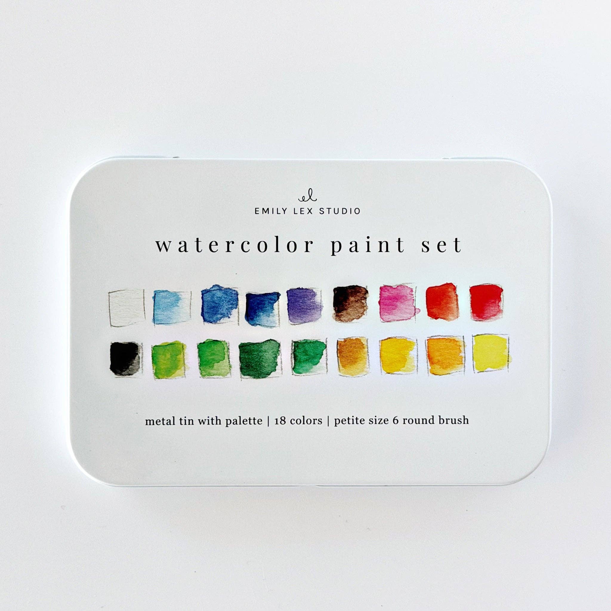 Watercolor Paint Set w/ Brush - 18 Colors by emily lex studio