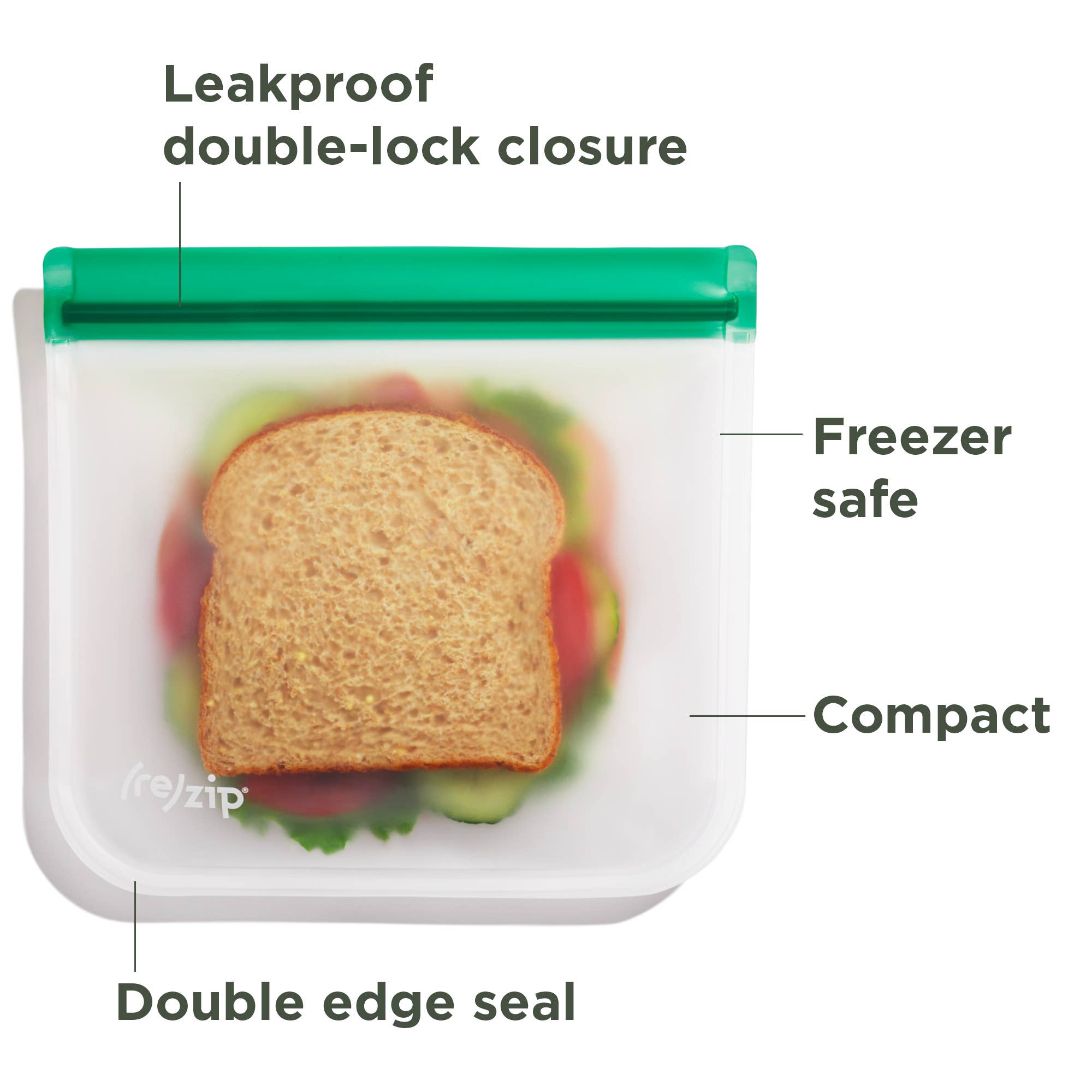 Reusable Flat Sandwich Bags - 5 Pack by Rezip Co.