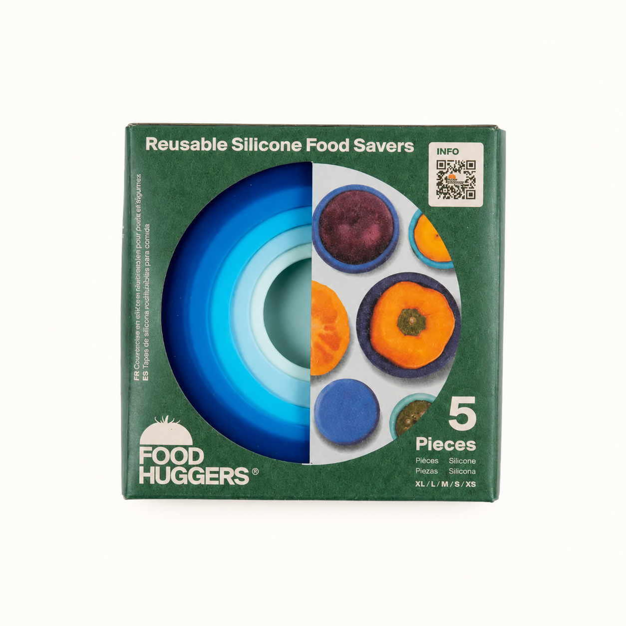 Ice Blue Reusable Silicone Food Savers (Set of 5) by Food Huggers