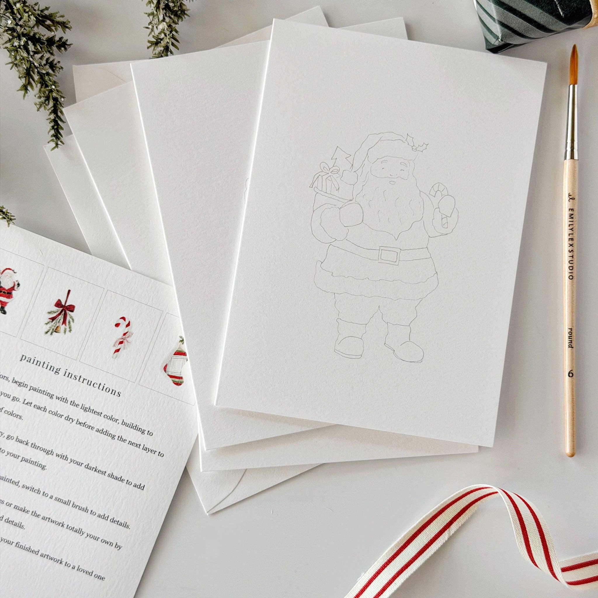 Classic Christmas Paintable Notecard Set by emily lex studio