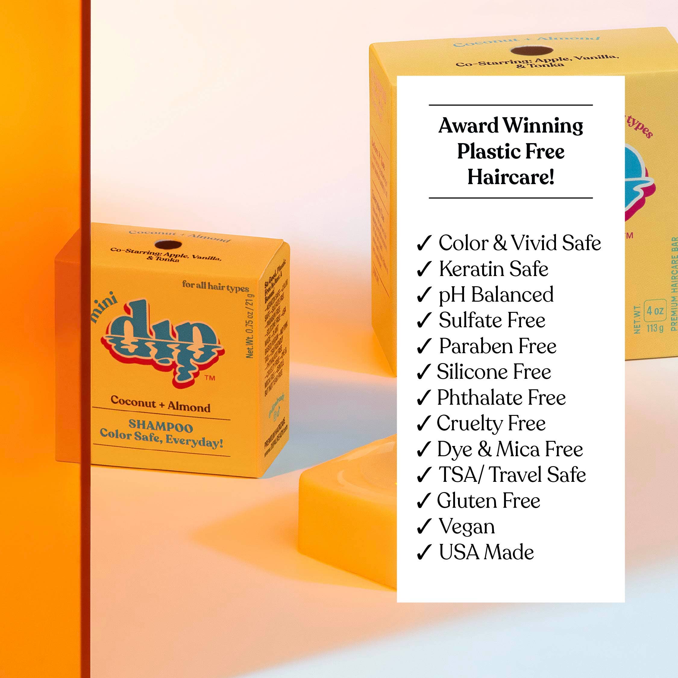 Mini Coconut & Almond Shampoo Bar: Color Safe, Everyday by Dip