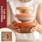 Terra Cotta Reusable Silicone Glass Bowl Lids (Set of 3) by Food Huggers