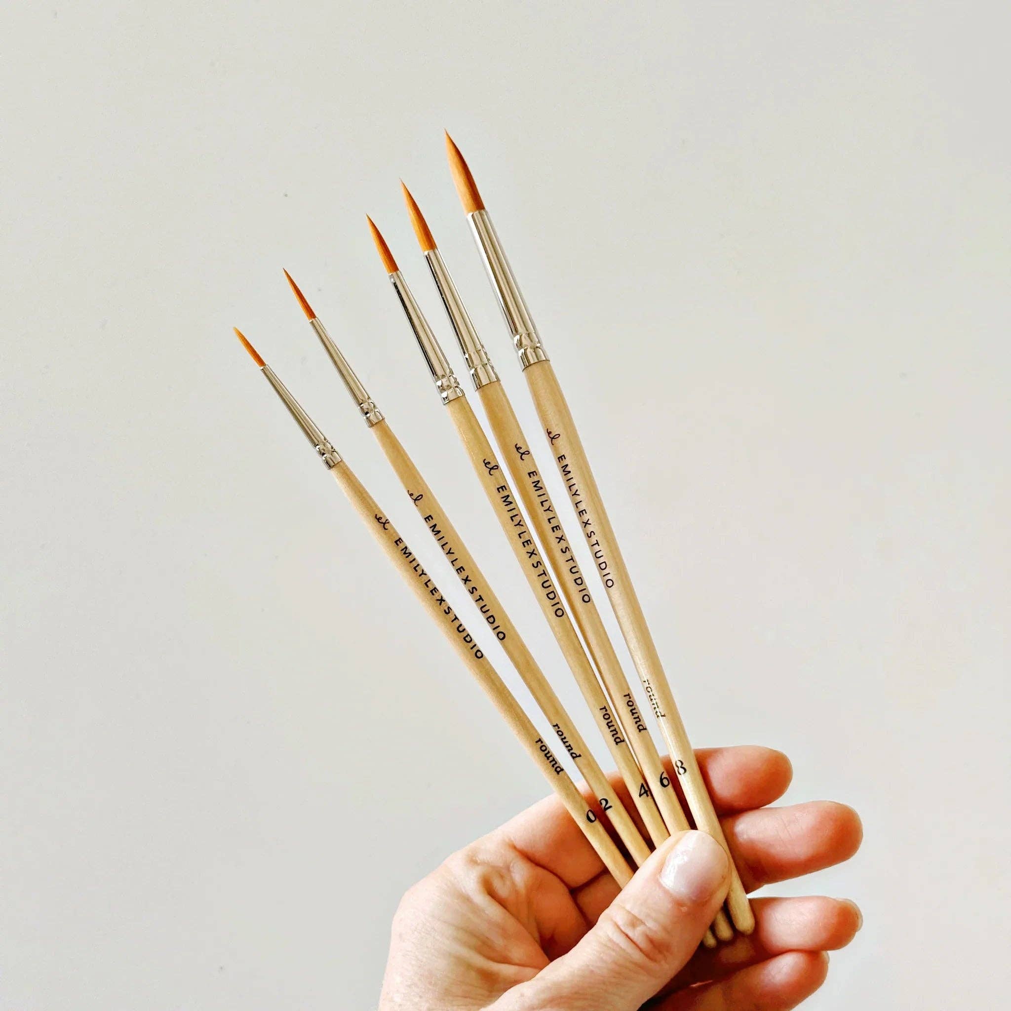 Watercolor Paintbrush - Set of 5 Wooden Brushes by emily lex studio