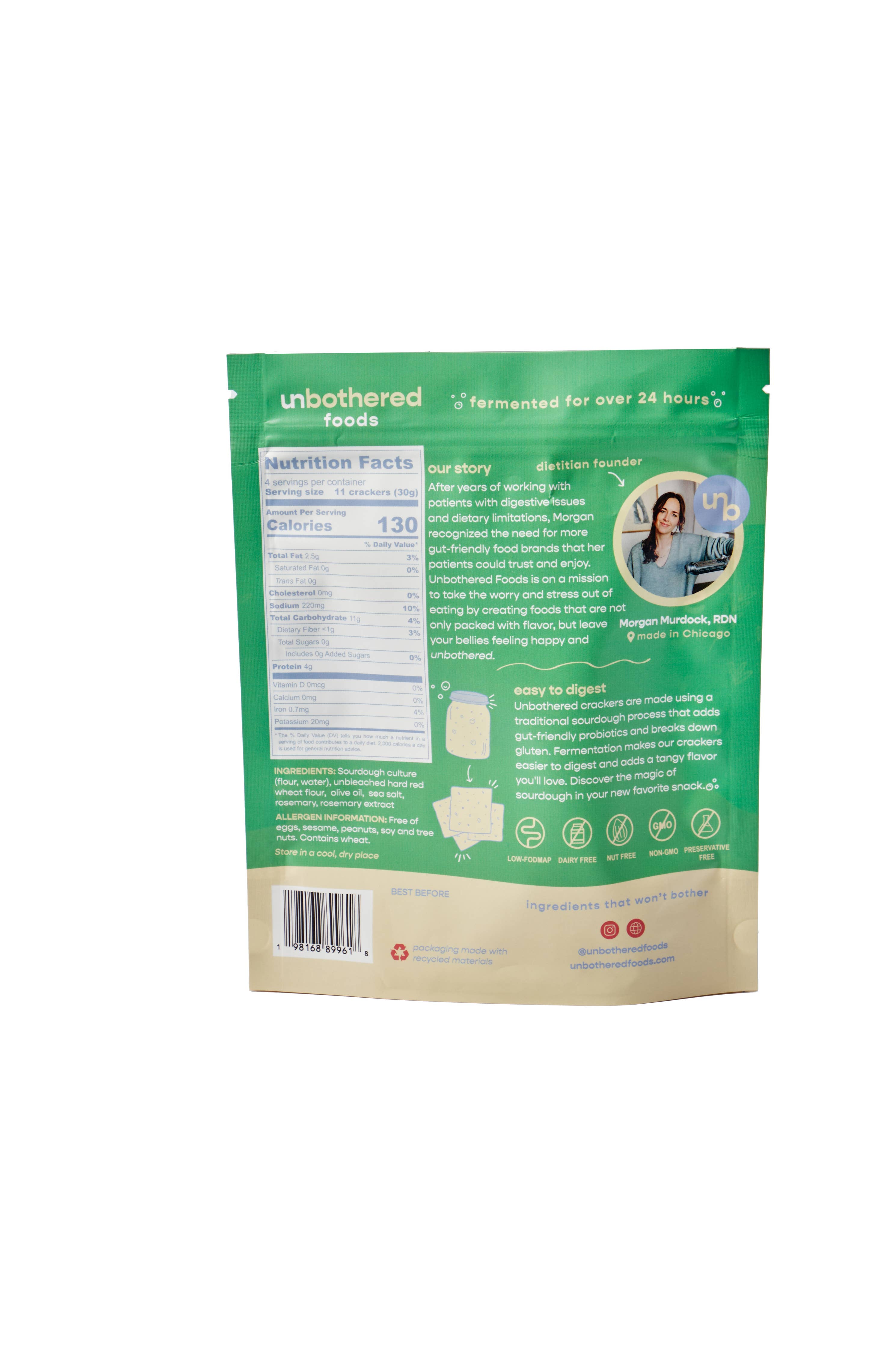 Sourdough Rosemary & Sea Salt Crackers - Gut Friendly by Unbothered Foods