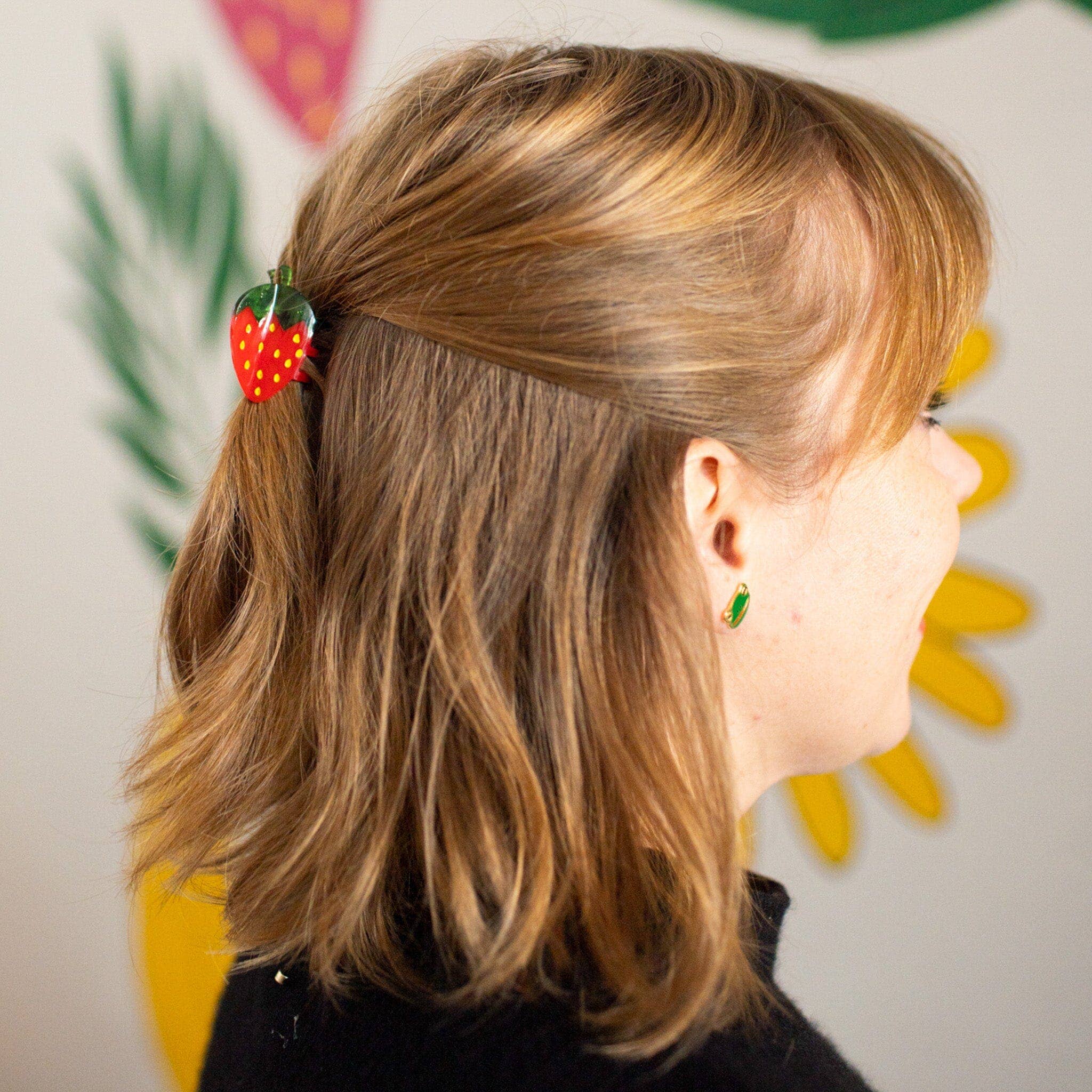 Mini Red Strawberry Hair Claw Clip by Jenny Lemons