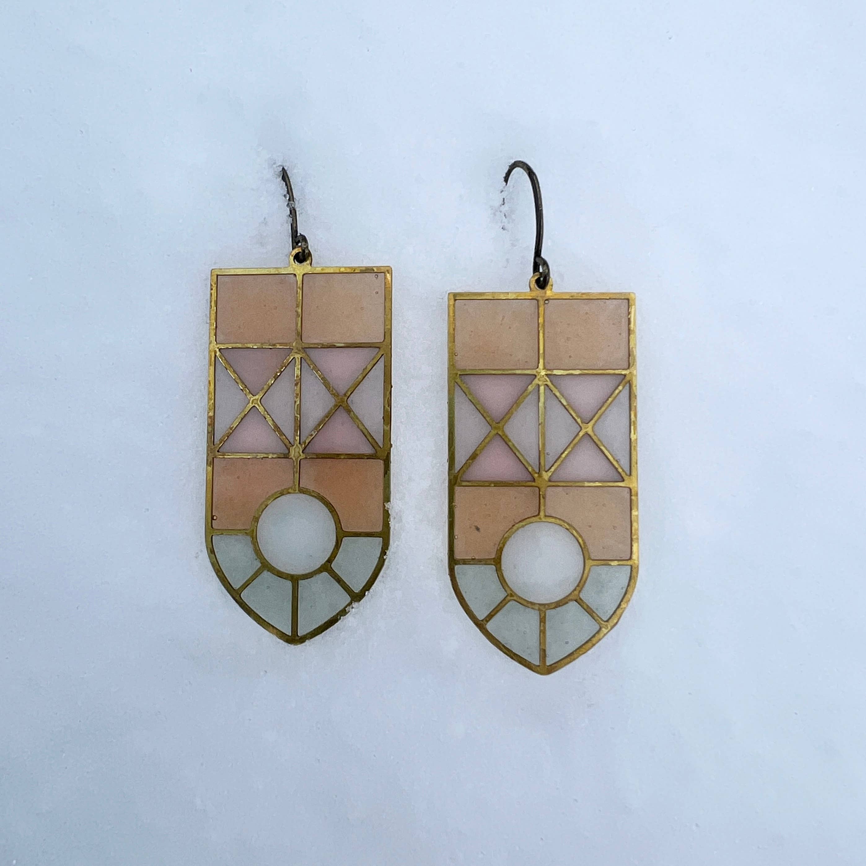 Vertex // stained Glass Resin earrings by Wild Lupine Folkcraft