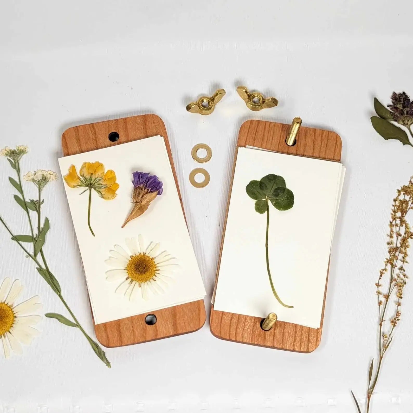 Pocket-Sized Flower Press with Chanterelle Mushroom Design | 2"x4"