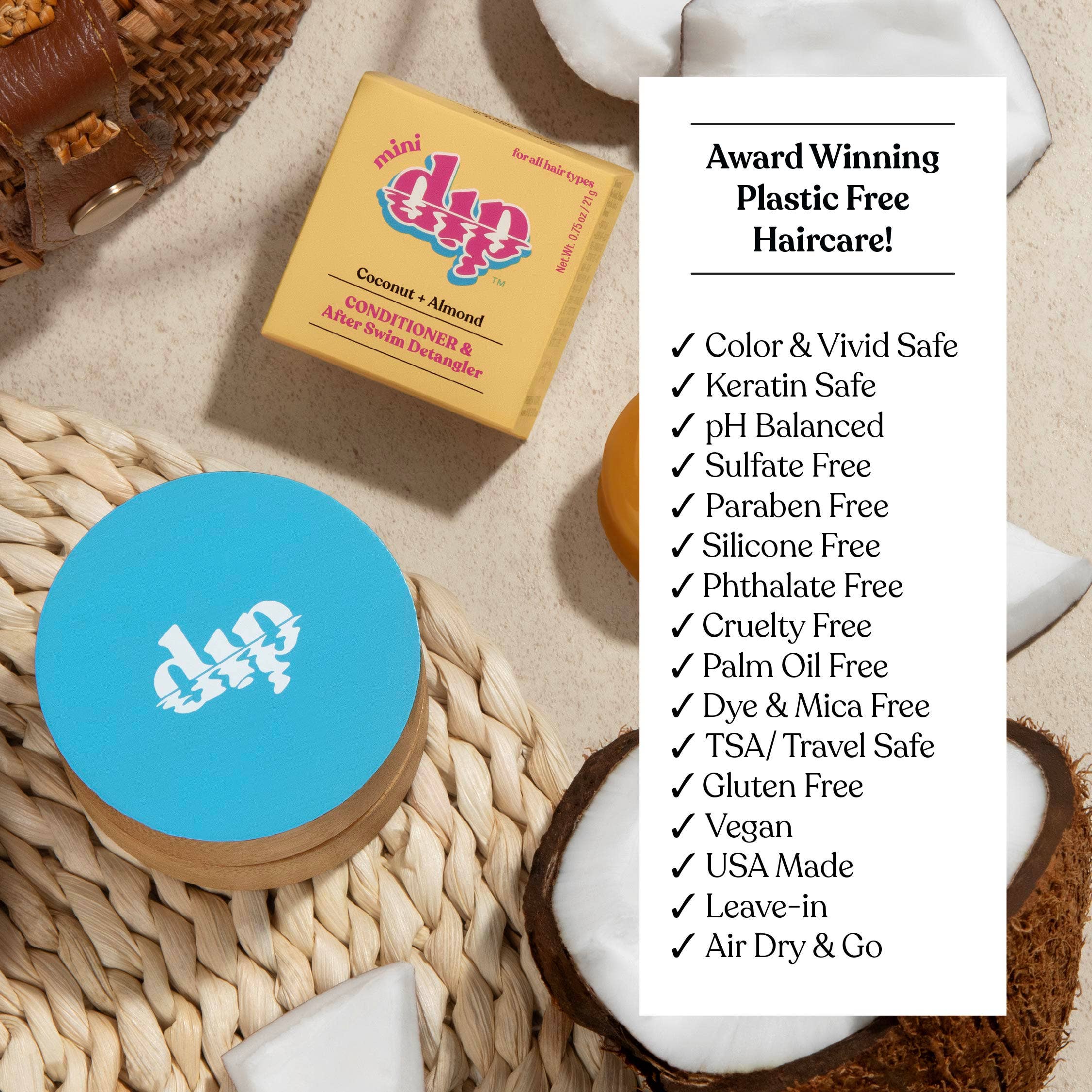 Mini Coconut & Almond Conditioner & After Swim Detangler by Dip