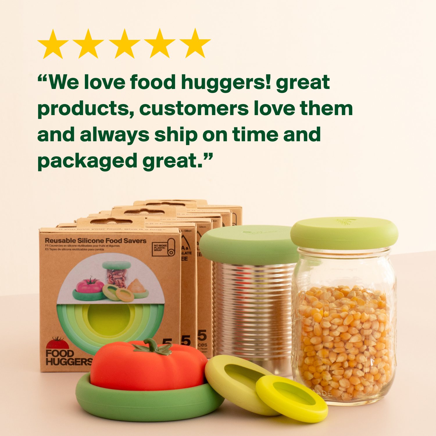 Reusable Silicone Food Savers - Fresh Green (Set of 5) by Food Huggers