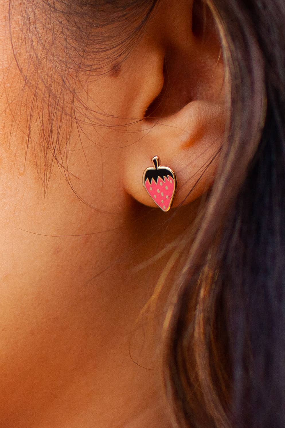 Strawberry Enamel Earrings by Jenny Lemons