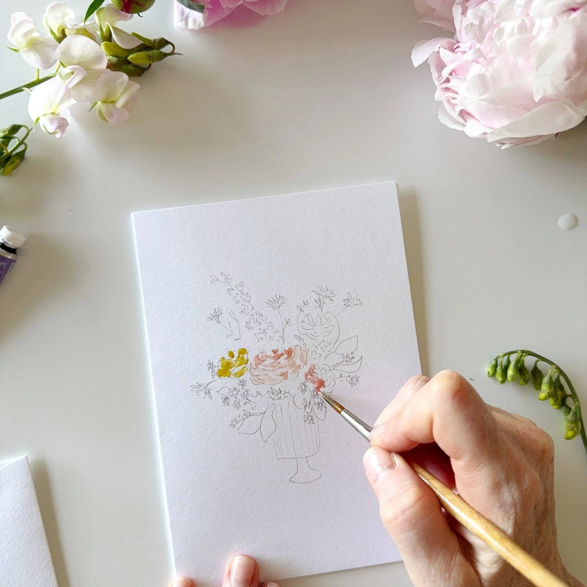 Bouquets Paintable Watercolor Notecard Set by emily lex studio