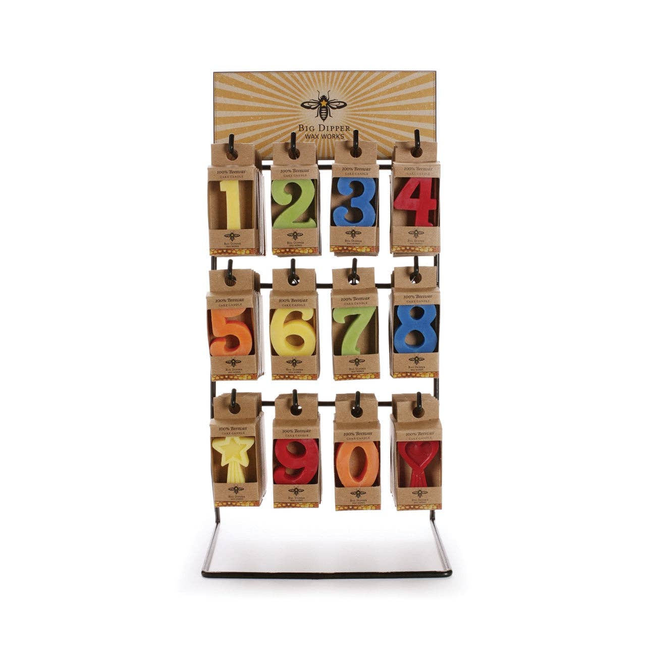 Pure Beeswax Birthday Cake Number Candles by Big Dipper Wax Works