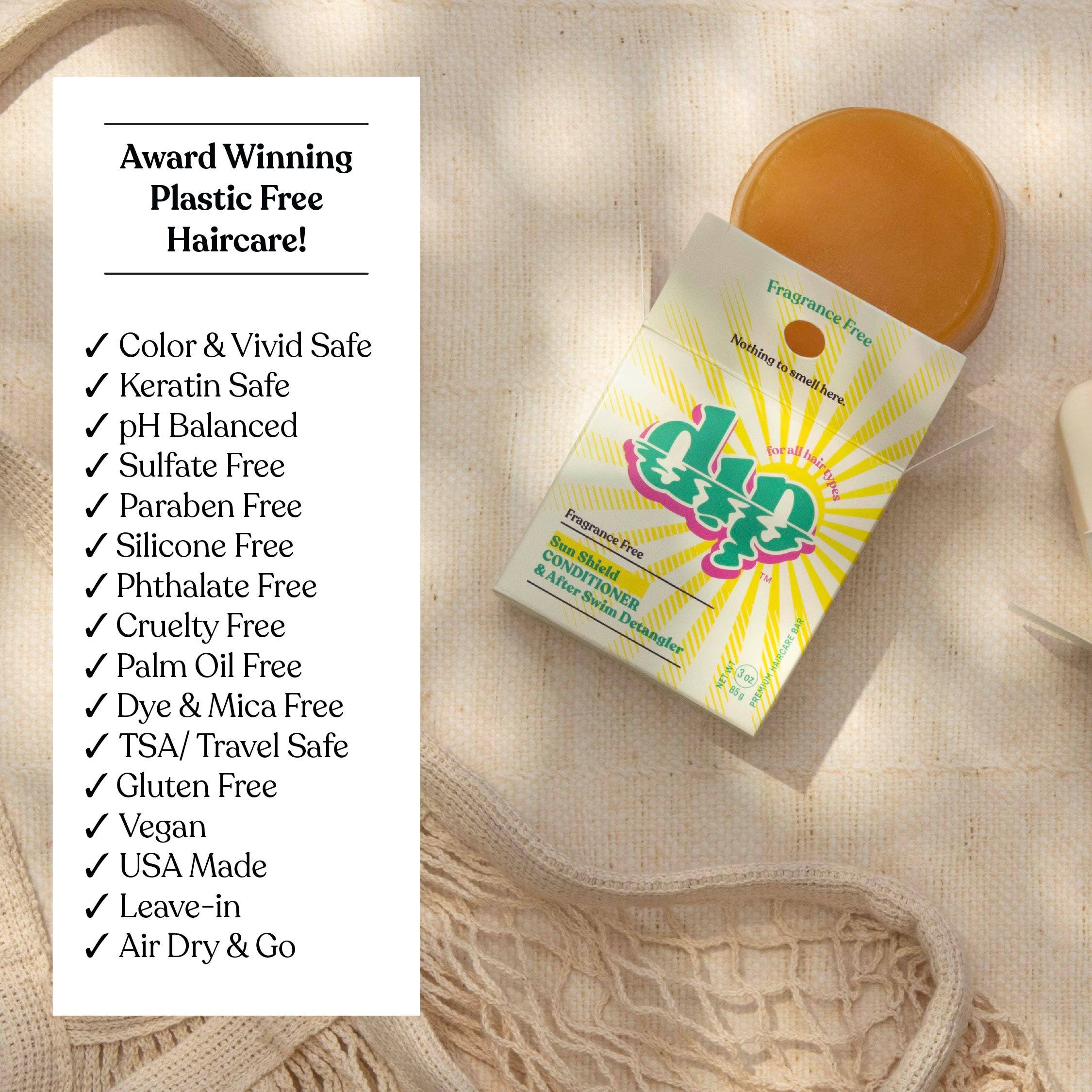 Full-Size Sun Shield Conditioner Bar & After Swim Detangler by Dip