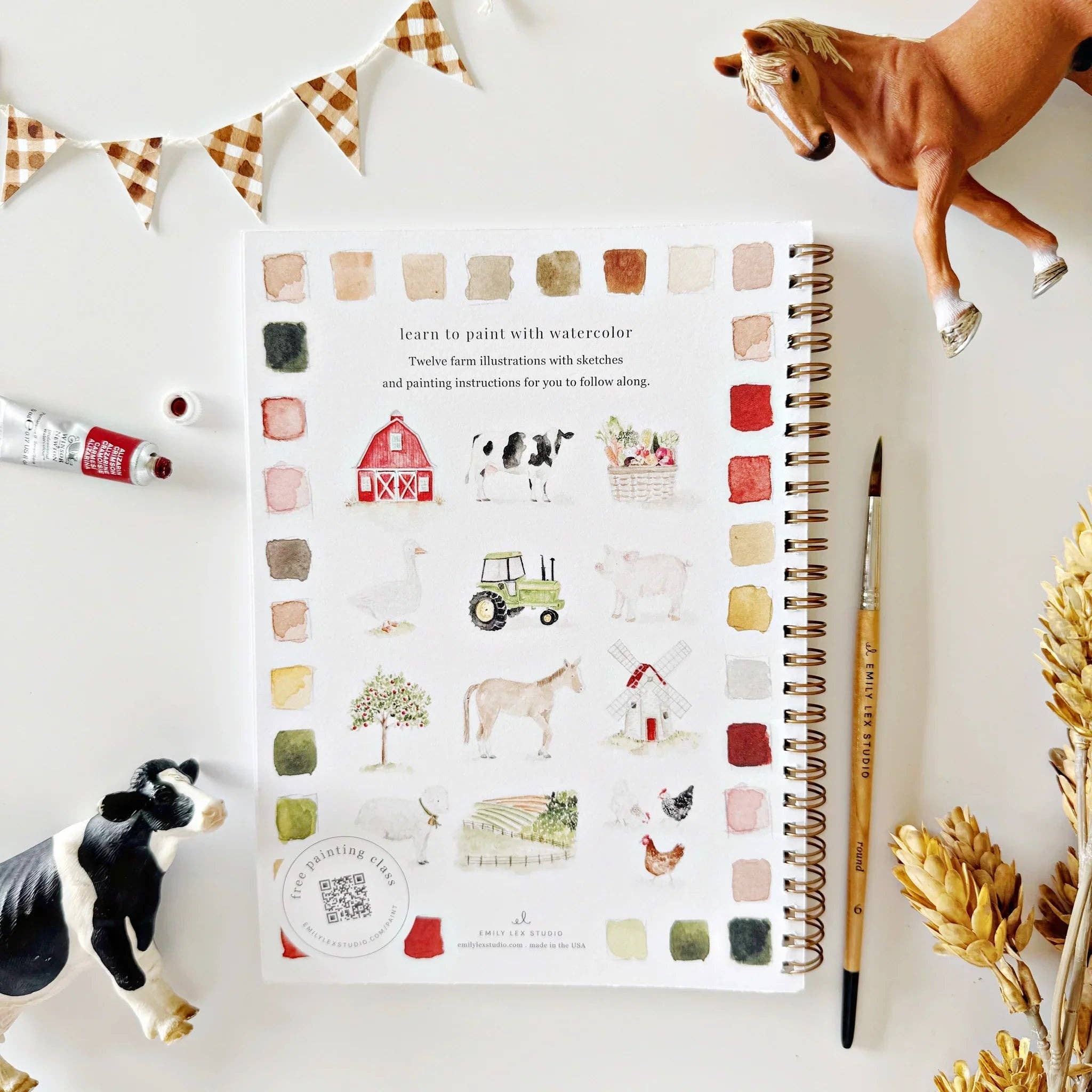 Farm Watercolor Workbook by emily lex studio