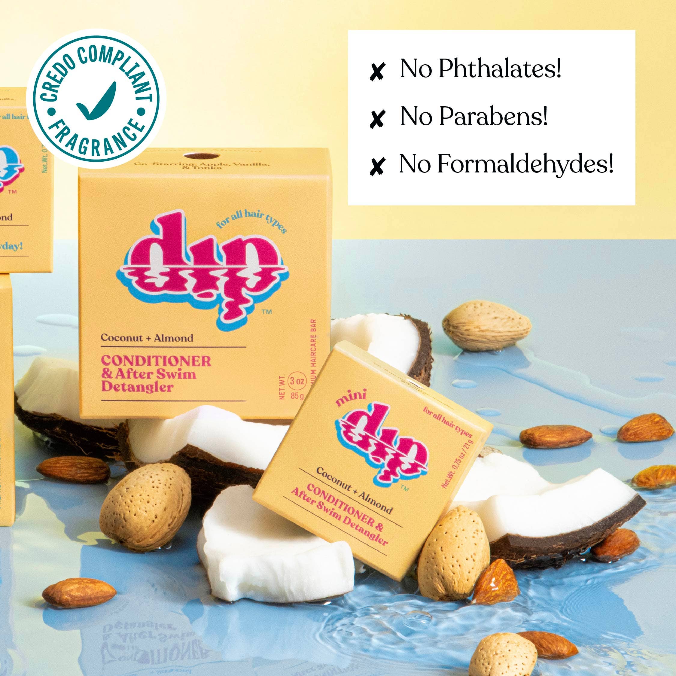 Full-Size Coconut & Almond Conditioner Bar & After Swim Detangler by Dip