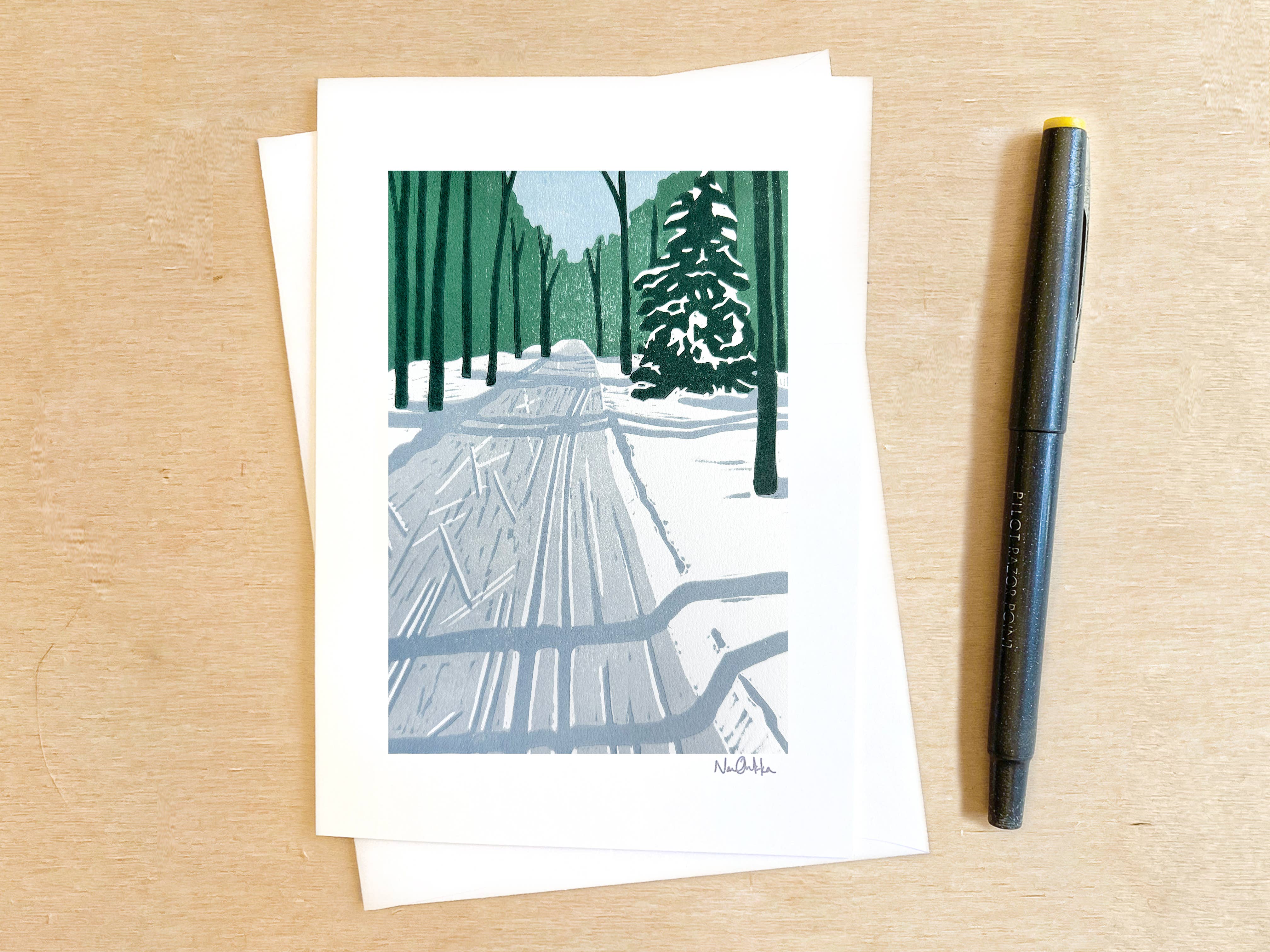 Afternoon Ski Greeting Card by Nan Onkka Prints