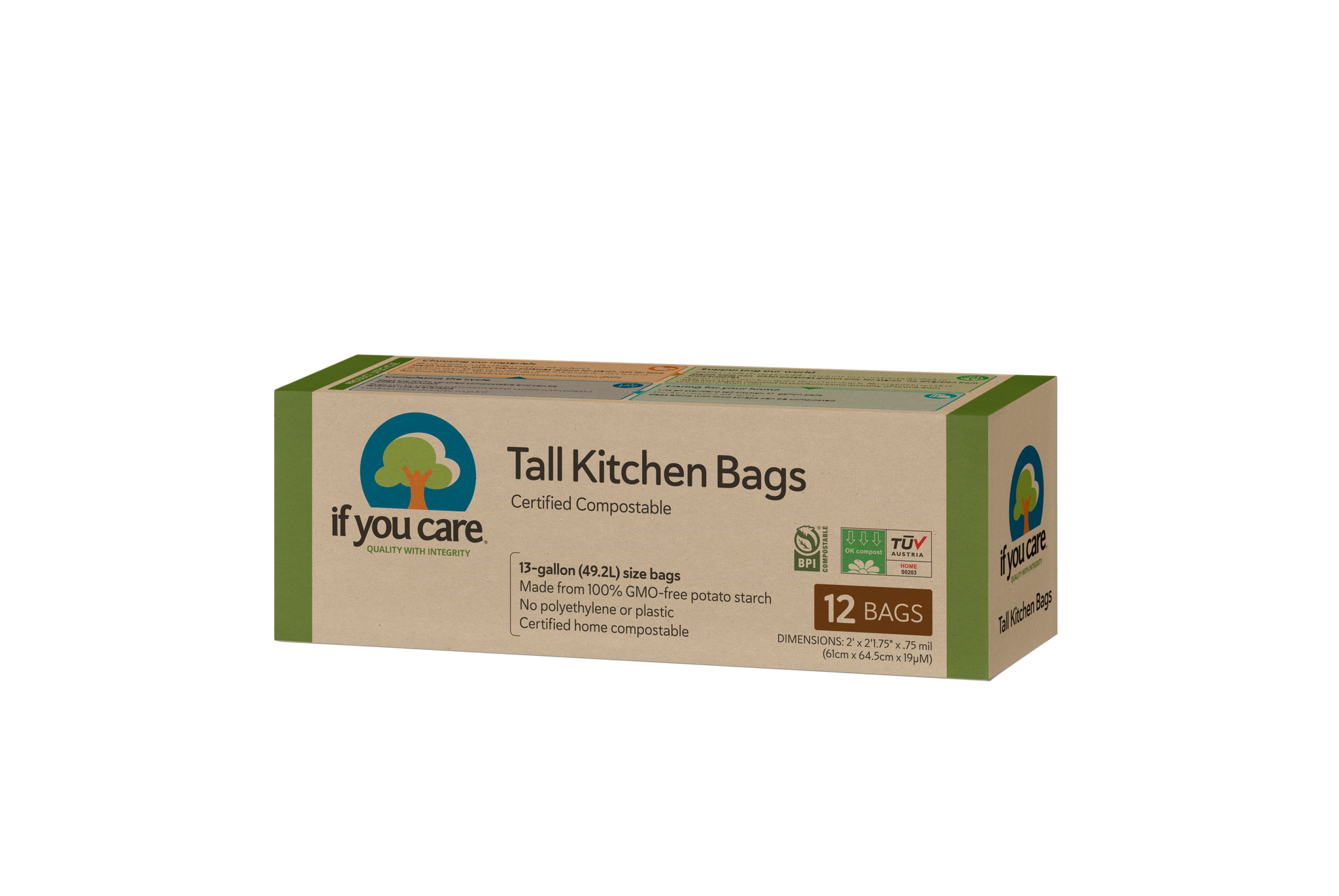 13 Gallon Certified Compostable Tall Kitchen Bags by If You Care
