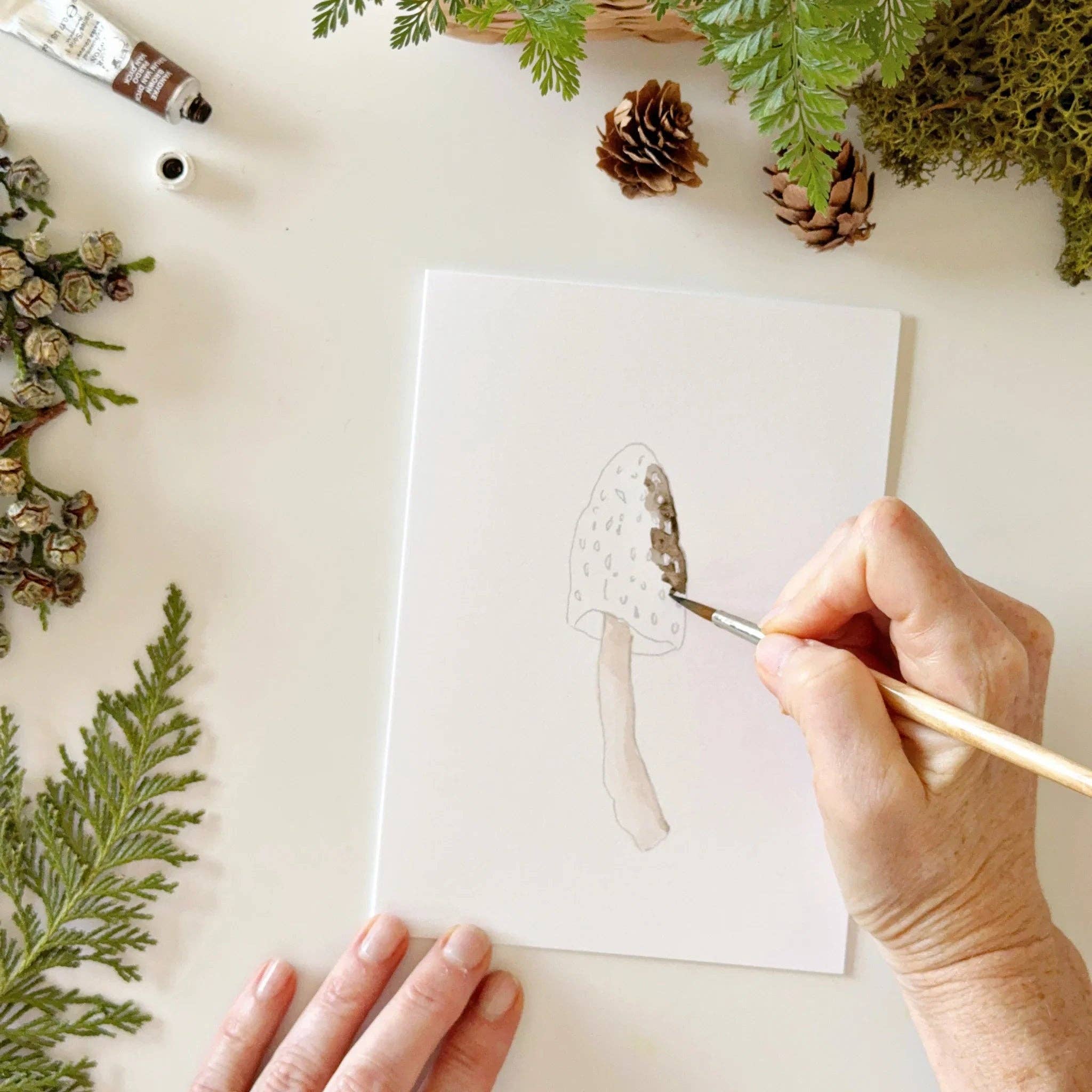 Mushrooms Paintable Watercolor Notecard Set by emily lex studio