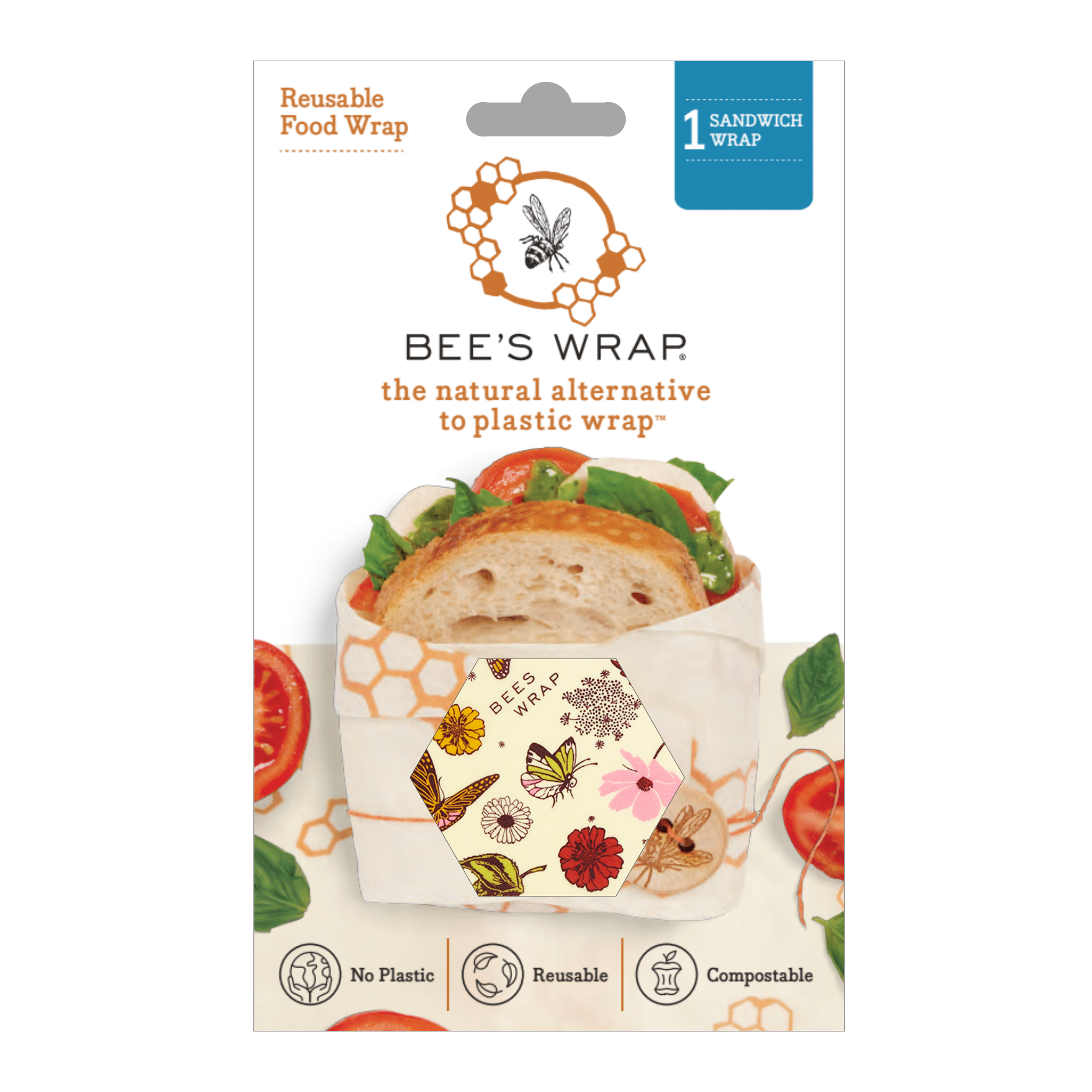 Reusable Beeswax Sandwich Wrap - Meadow Magic Print by Bee's Wrap