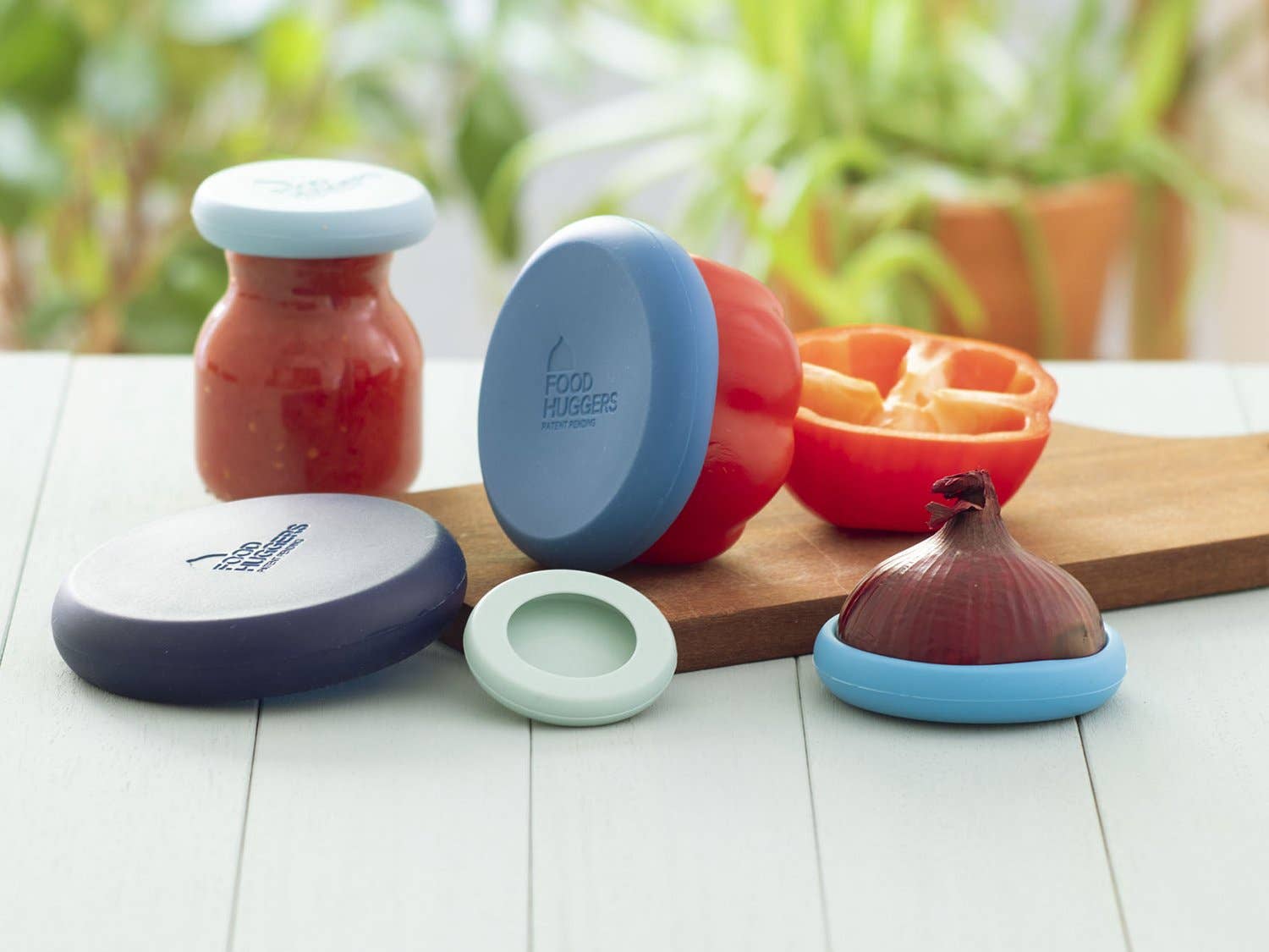 Ice Blue Reusable Silicone Food Savers (Set of 5) by Food Huggers