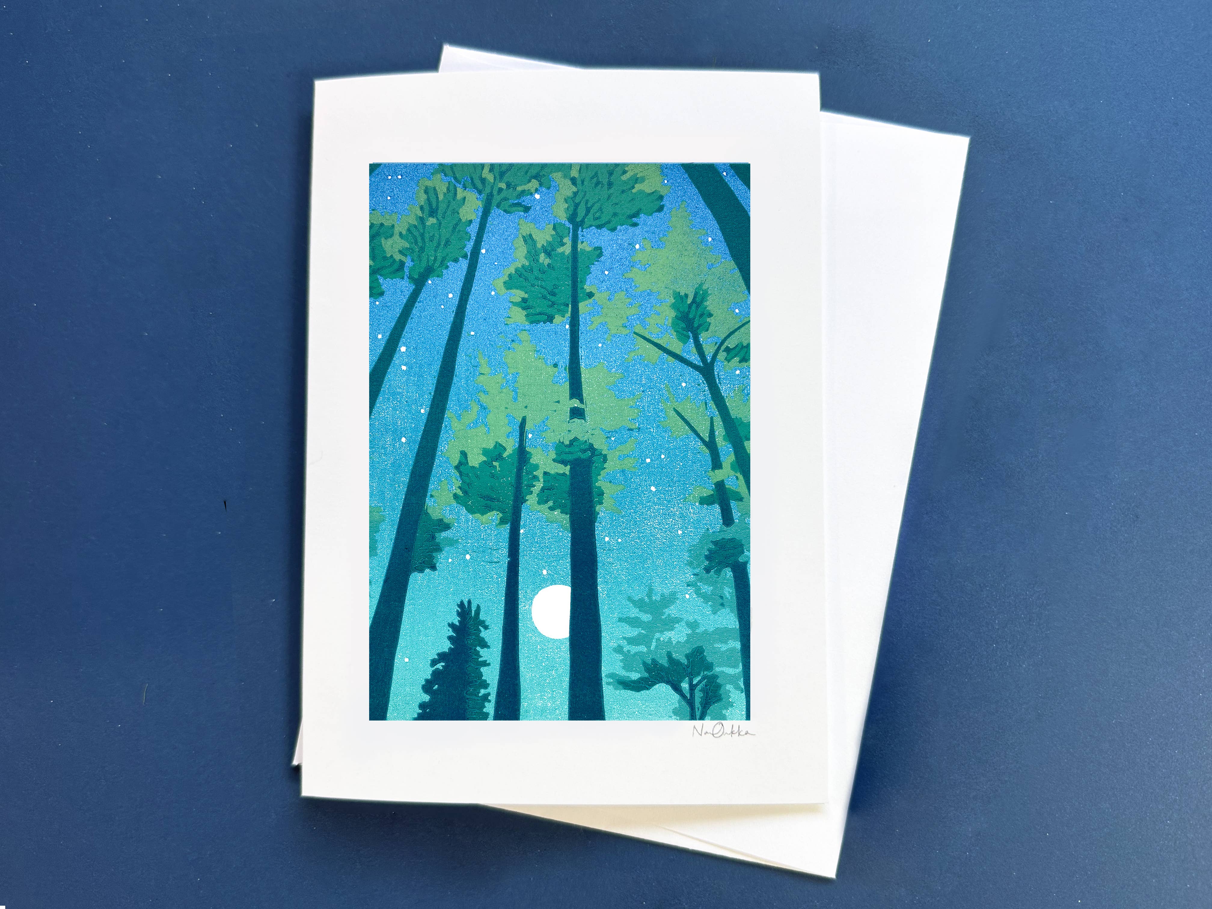 Full Moon Forest Greeting Card by Nan Onkka Prints