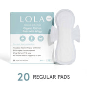 Regular Organic Cotton Ultra Thin Pads w/ Wings, 20 ct by LOLA