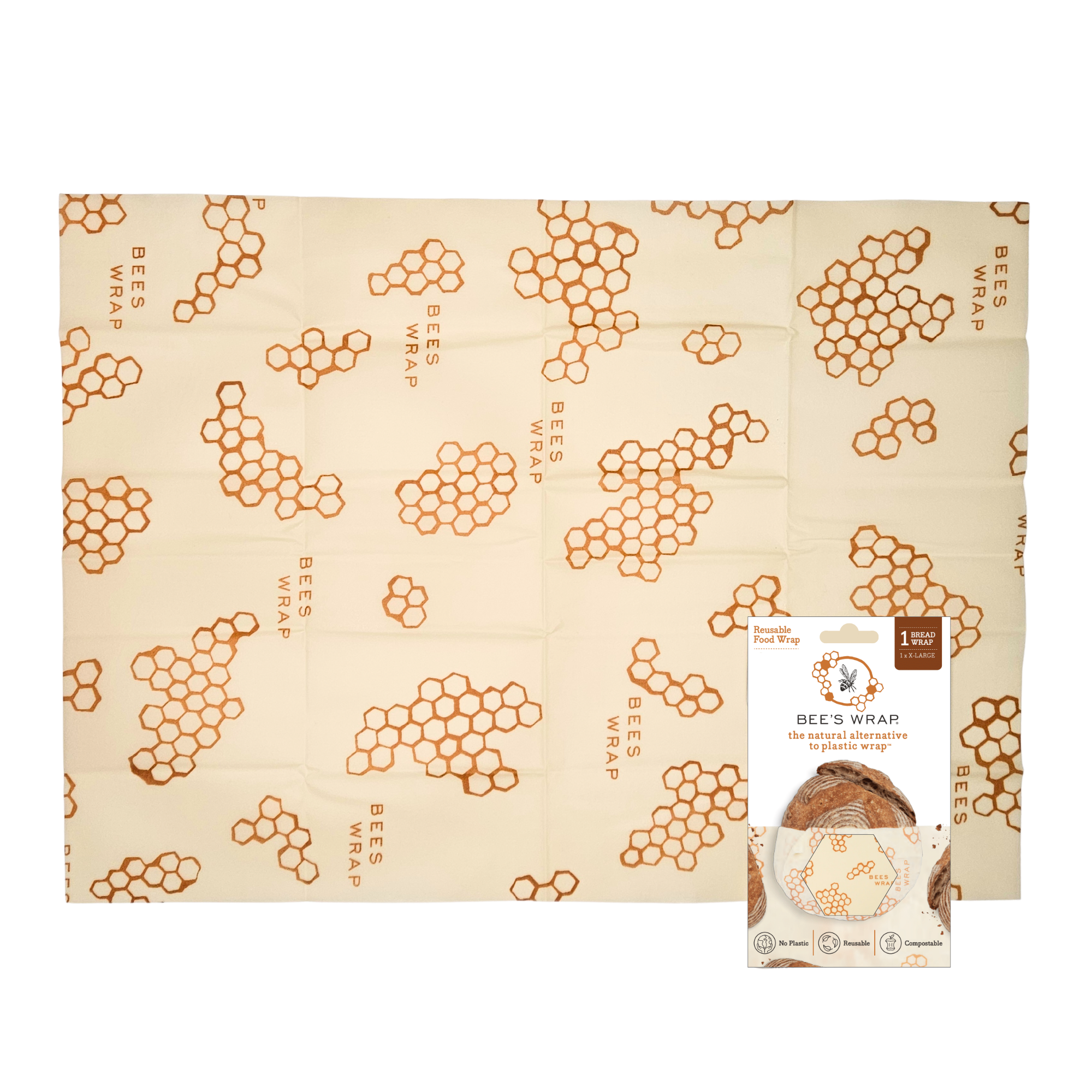 Reusable Beeswax Bread Wrap - Honeycomb Print by Bee's Wrap
