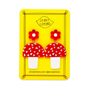 Mushrooms & Flowers Acetate Earrings by Jenny Lemons