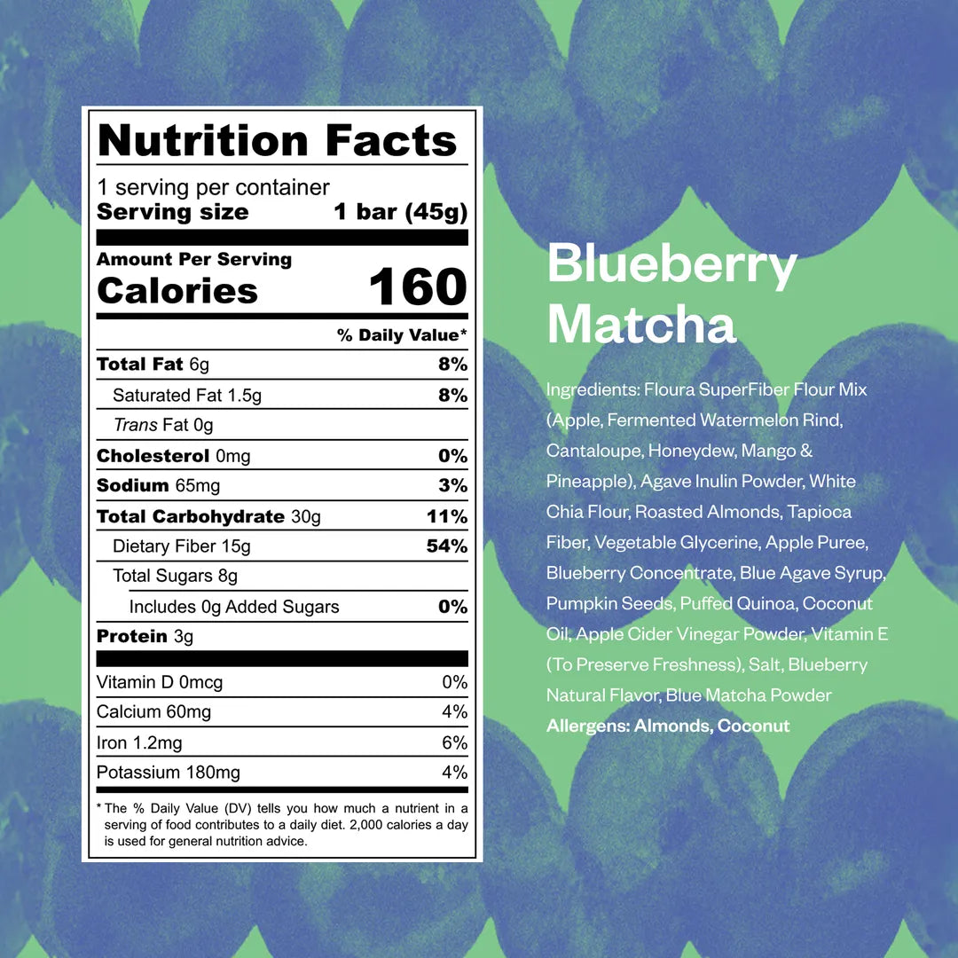 Blueberry Matcha Fiber Snack Bar by Floura