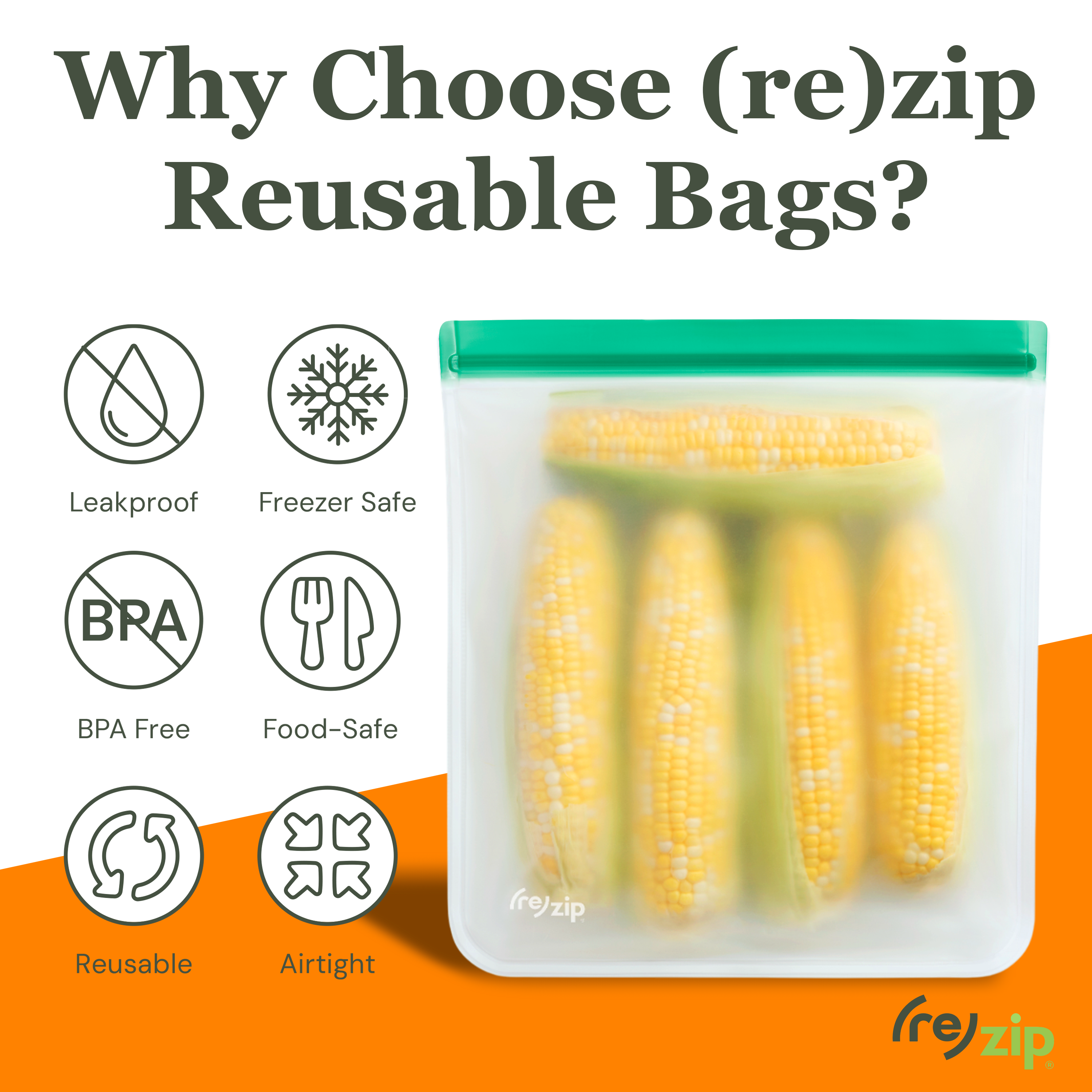 Reusable Gallon Storage Bags - Colored - 4 Piece Set by Rezip Co.