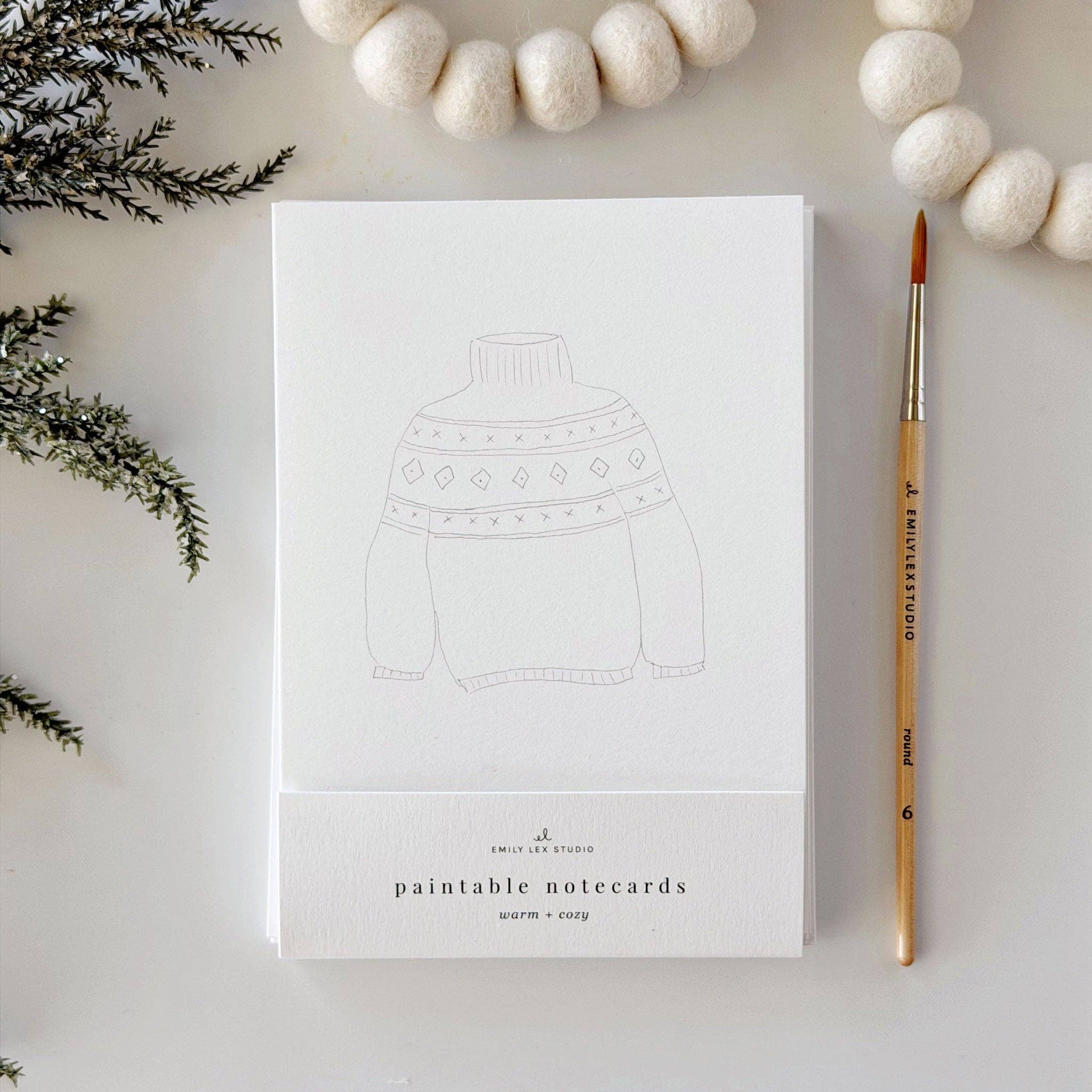 Warm + Cozy Paintable Notecard Set by emily lex studio