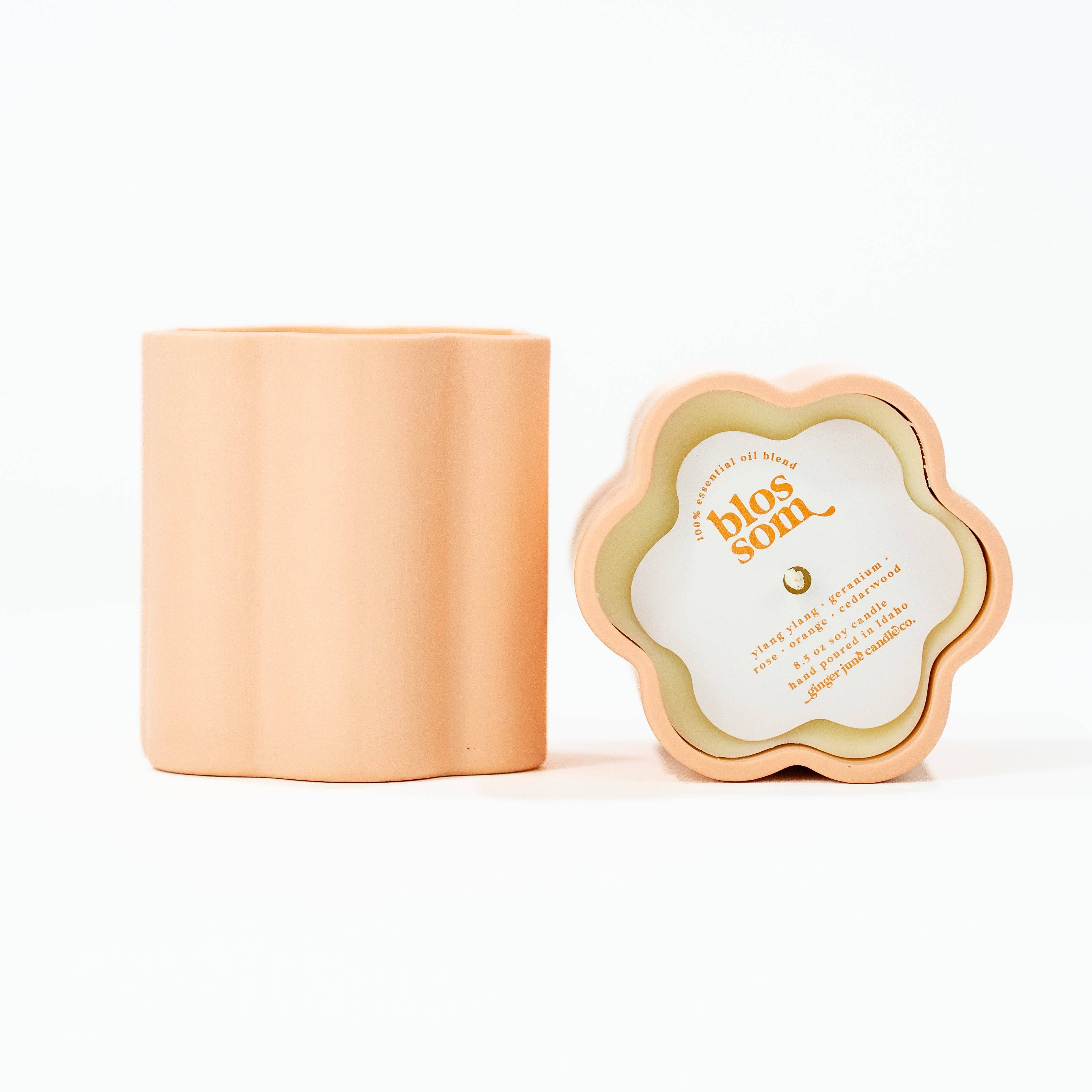 Ceramic Daisy 100% Essential Oil Soy Candle by Ginger June Candle Co.