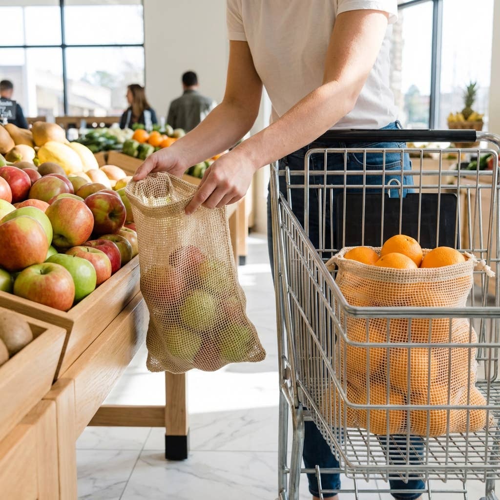 Organic Cotton Mesh Produce Bags - 2 pack -by Bamboo Switch