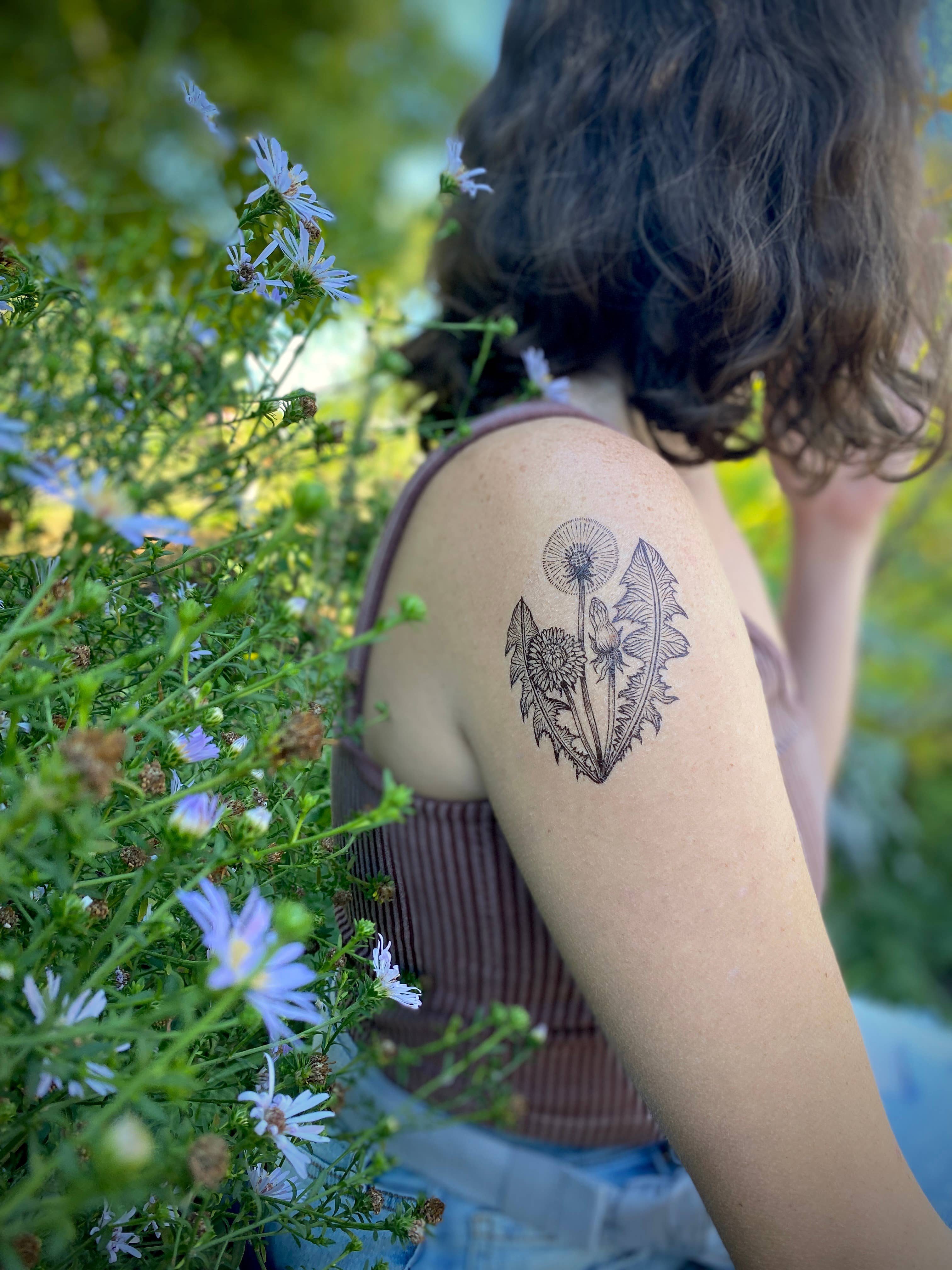 Dandelion Flower Temporary Tattoo by NatureTats