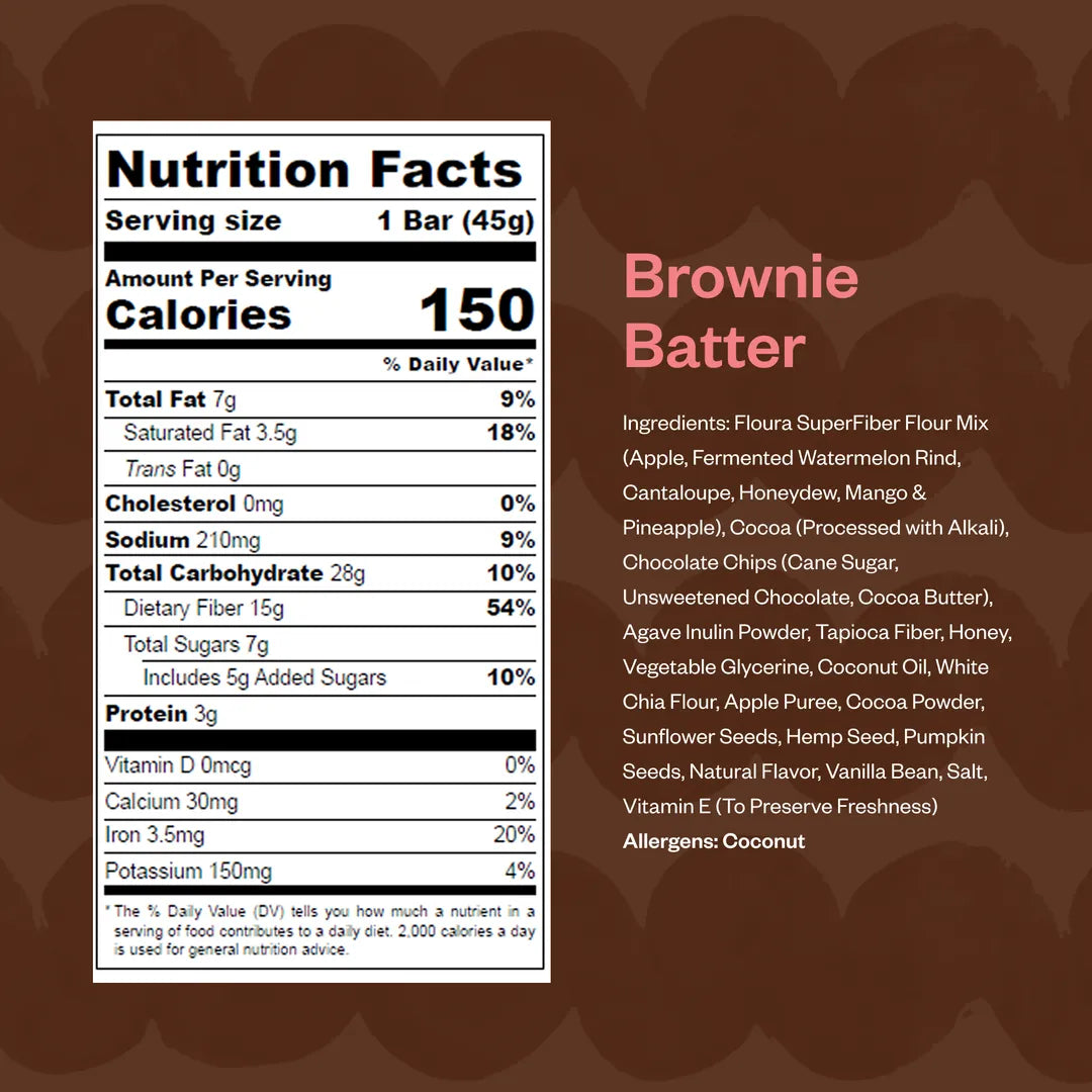 Brownie Batter Fiber Snack Bar by Floura
