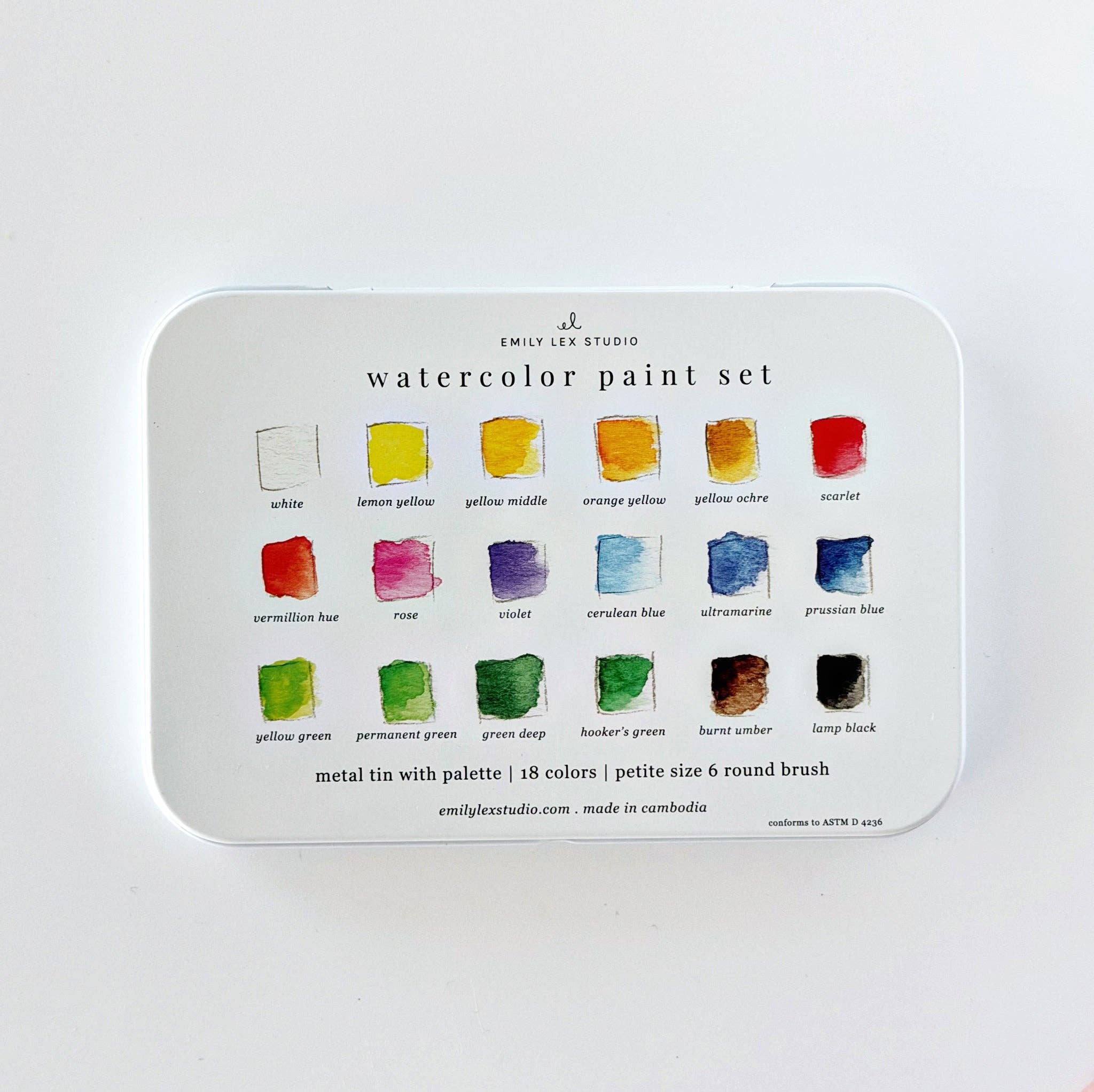 Watercolor Paint Set w/ Brush - 18 Colors by emily lex studio