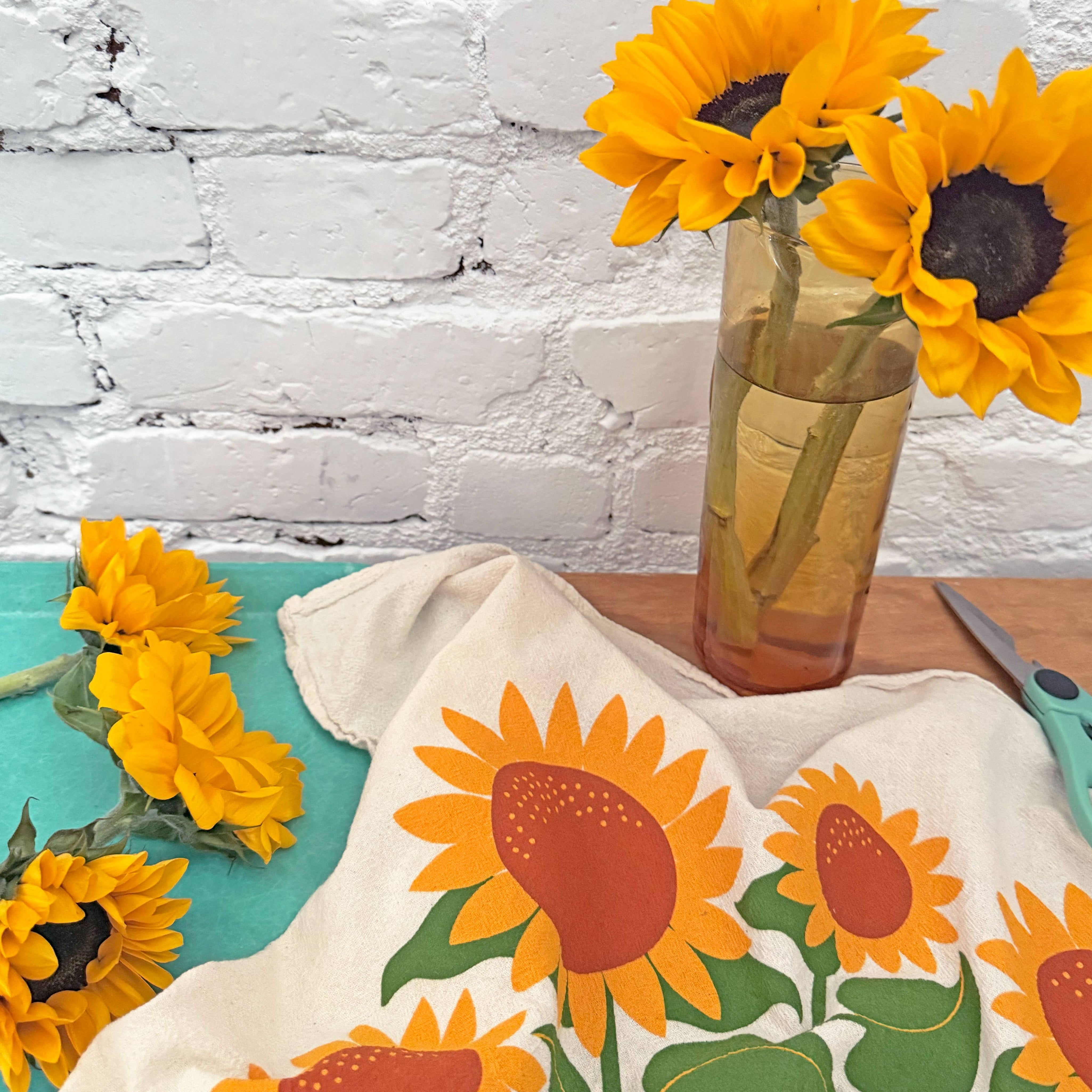 THE POLLINATOR (Sunflowers, Honey) Tea Towel Set of 2 by The Neighborgoods